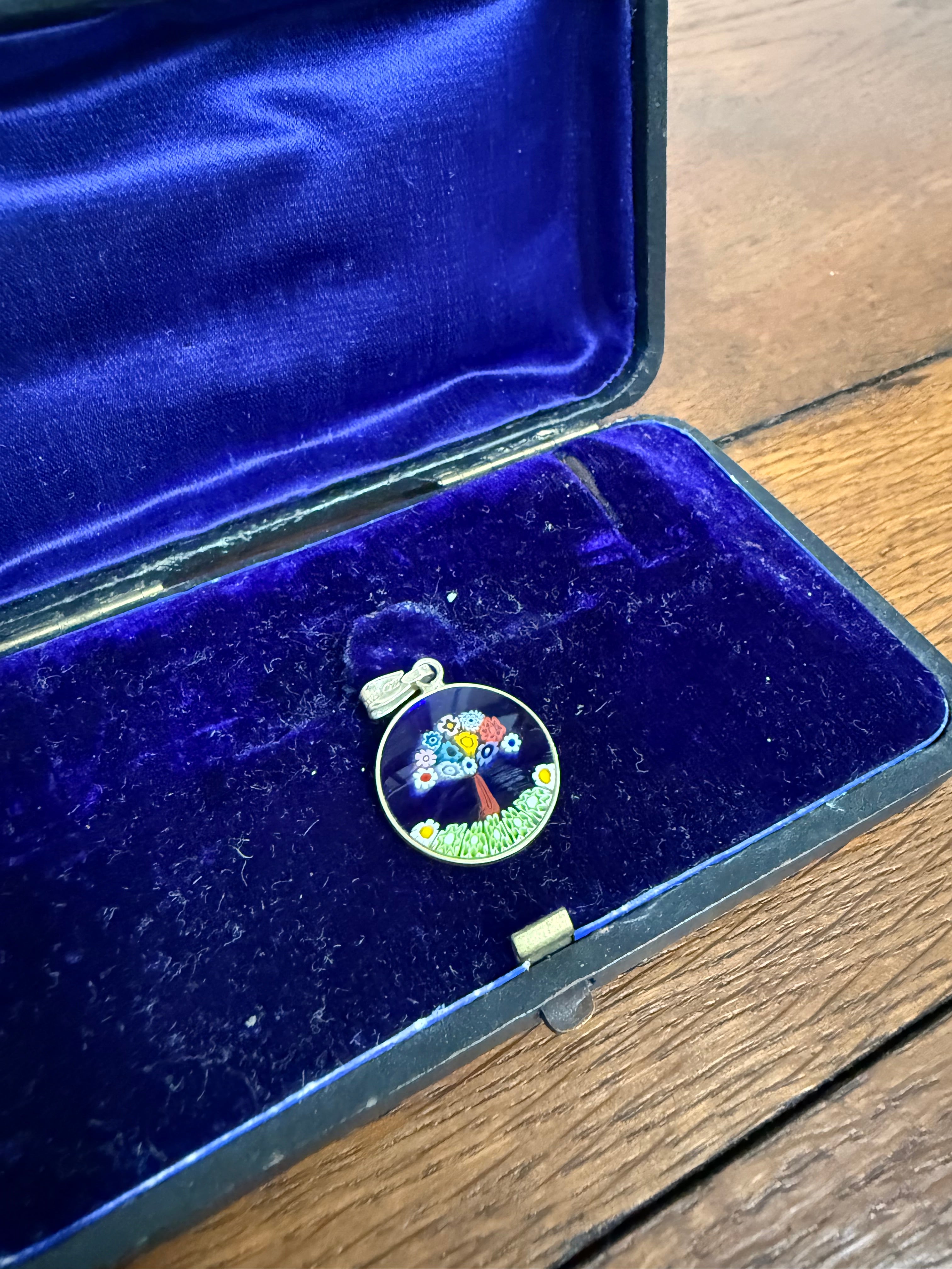 Italian 925 Silver Millefiori Glass Pendant | Antique & Vintage | Moonee Ponds Antiques | Australia Wide Delivery