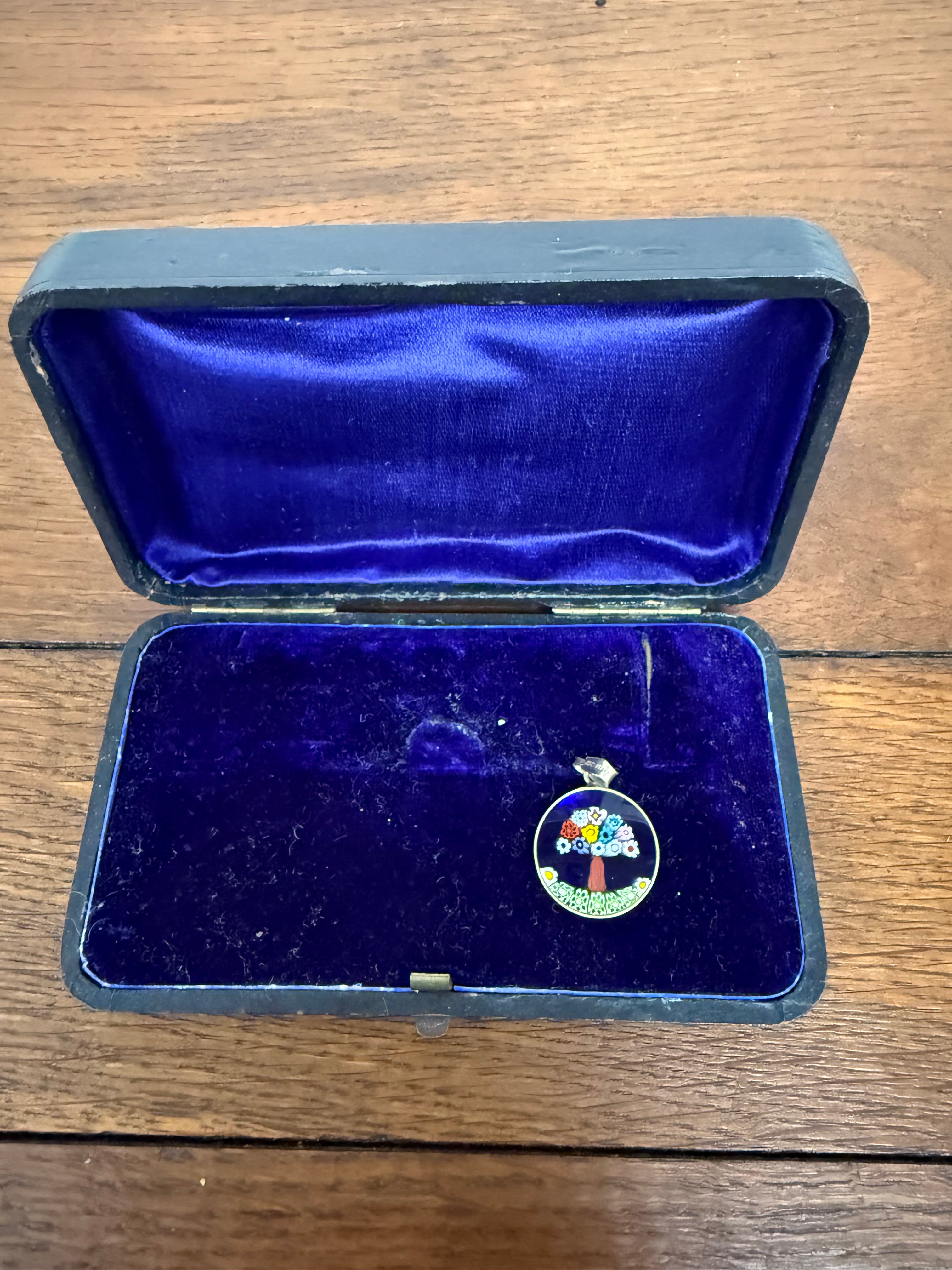 Italian 925 Silver Millefiori Glass Pendant | Antique & Vintage | Moonee Ponds Antiques | Australia Wide Delivery