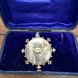 Antique 9ct Photo Locket Set With Seed Pearls & Garnets