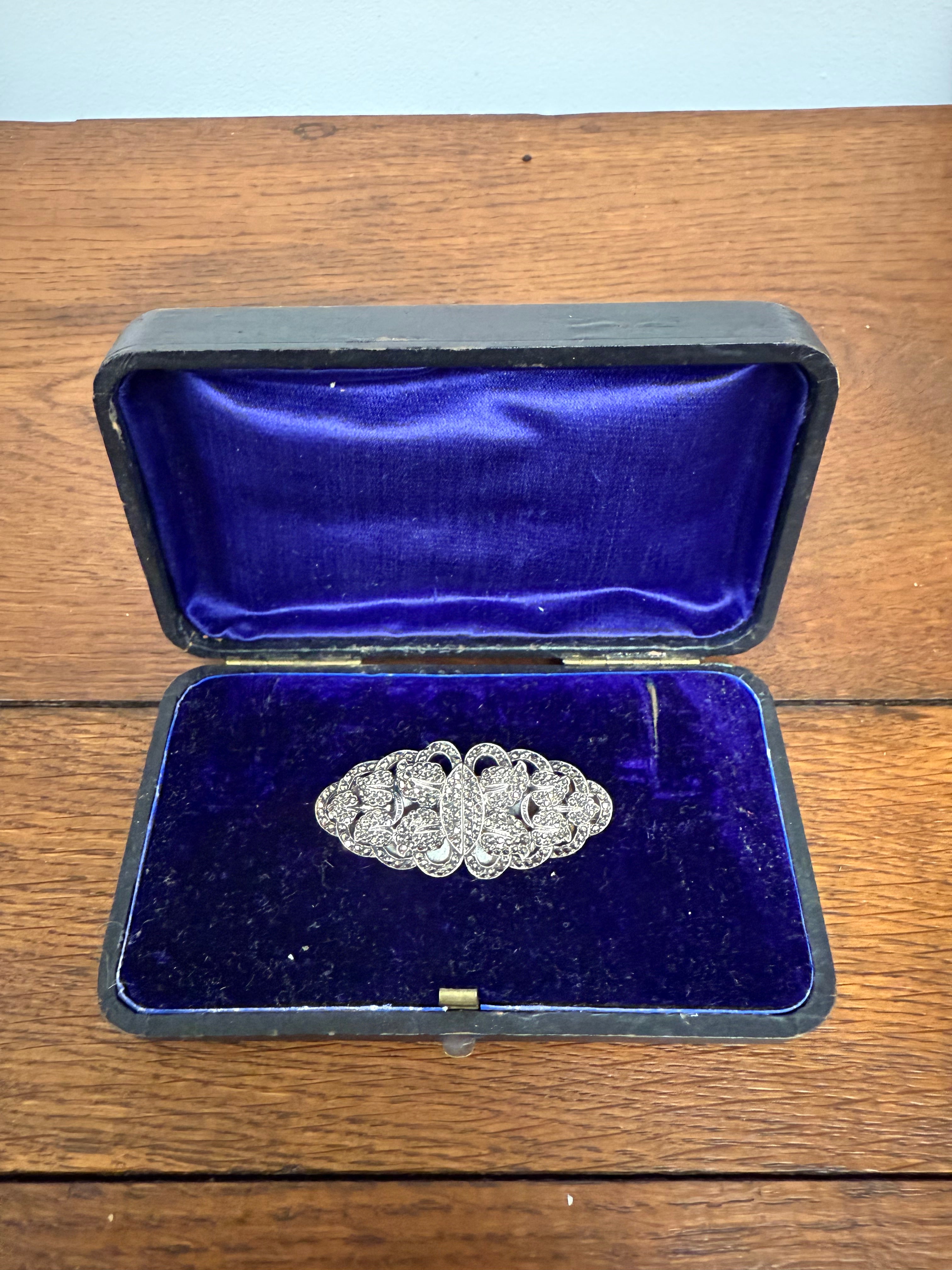 Stunning Duette Marcasite & Silver Dress Clip & Brooch | Antique & Vintage | Moonee Ponds Antiques | Australia Wide Delivery