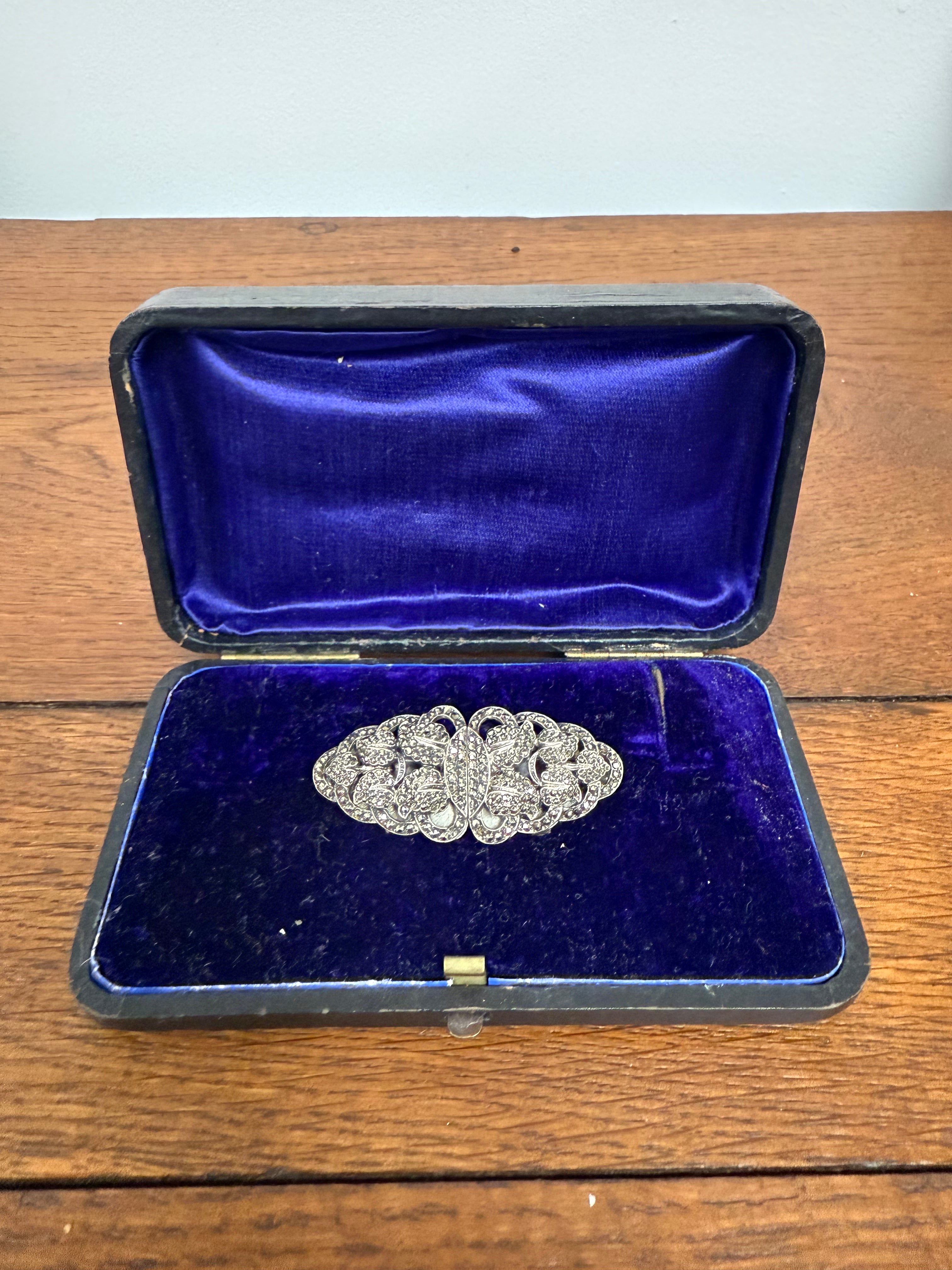 Stunning Duette Marcasite & Silver Dress Clip & Brooch | Antique & Vintage | Moonee Ponds Antiques | Australia Wide Delivery