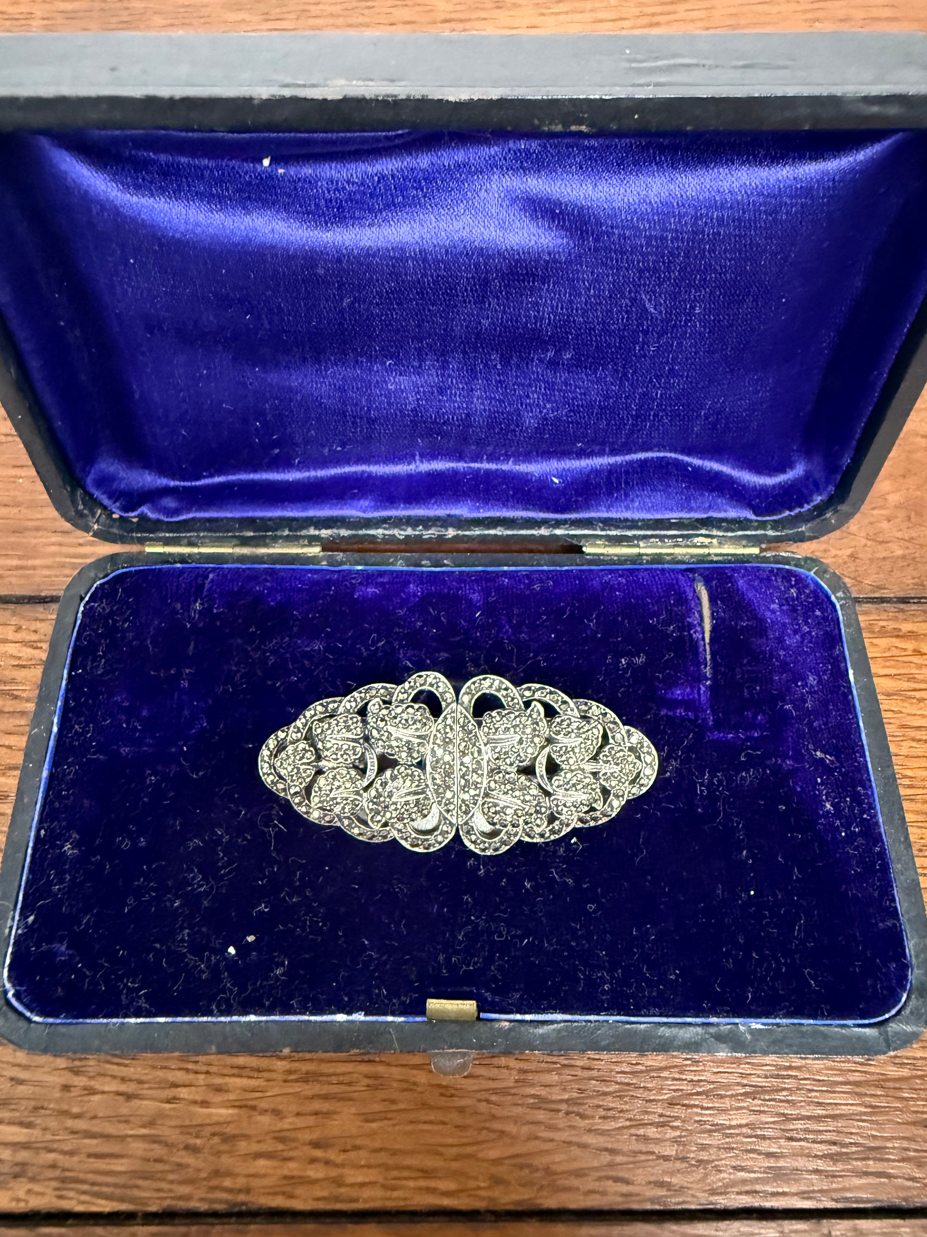 Stunning Duette Marcasite & Silver Dress Clip & Brooch | Antique & Vintage | Moonee Ponds Antiques | Australia Wide Delivery