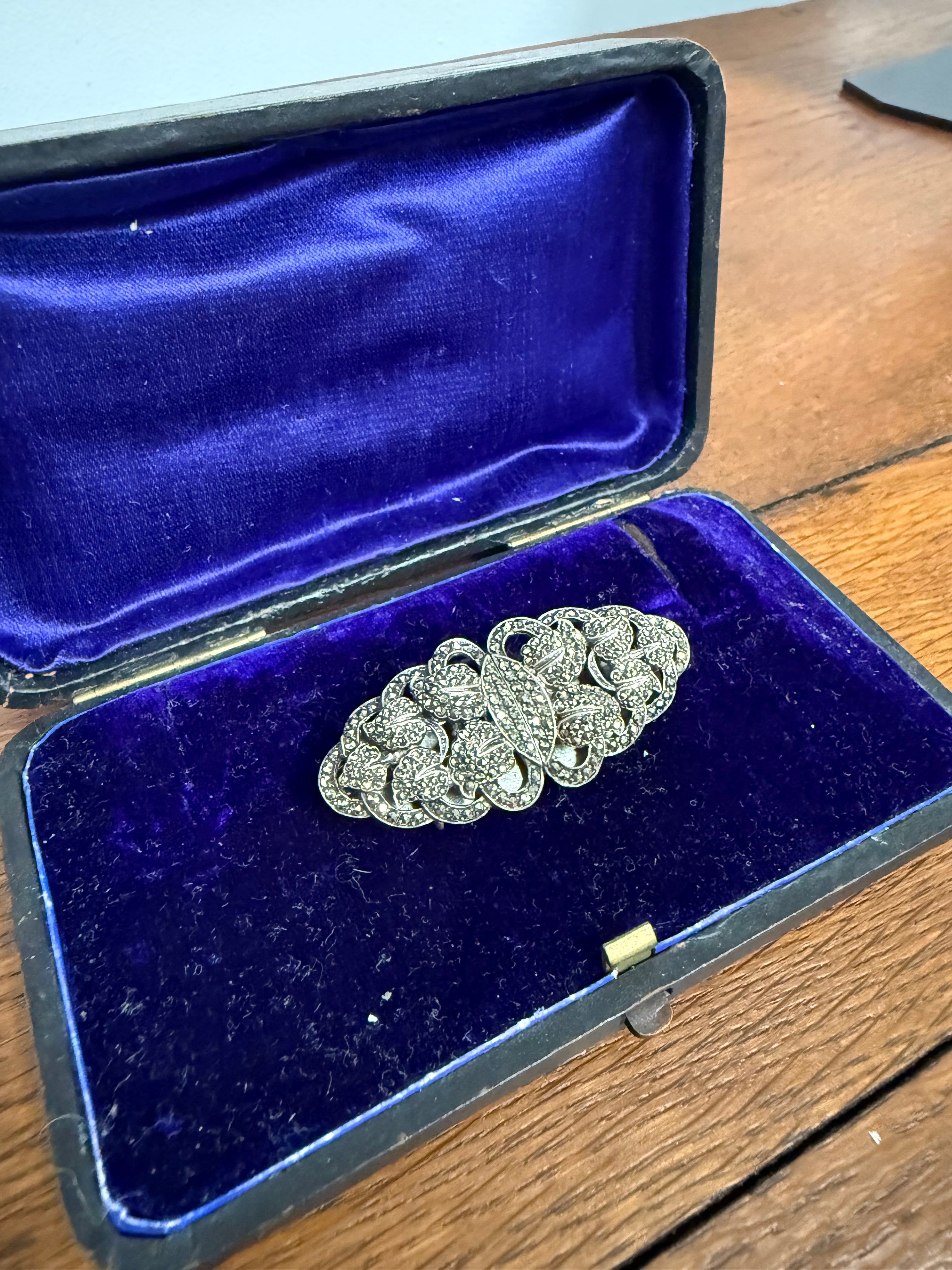 Stunning Duette Marcasite & Silver Dress Clip & Brooch | Antique & Vintage | Moonee Ponds Antiques | Australia Wide Delivery