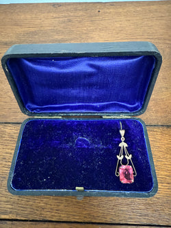 Vintage 9ct Silver Lined Pendant With Pink/Red Stone | Antique & Vintage | Moonee Ponds Antiques | Australia Wide Delivery