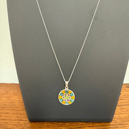 Vintage 925 Silver & Murano Millefiori Glass Pendant & Chain