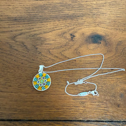 Vintage 925 Silver & Murano Millefiori Glass Pendant & Chain