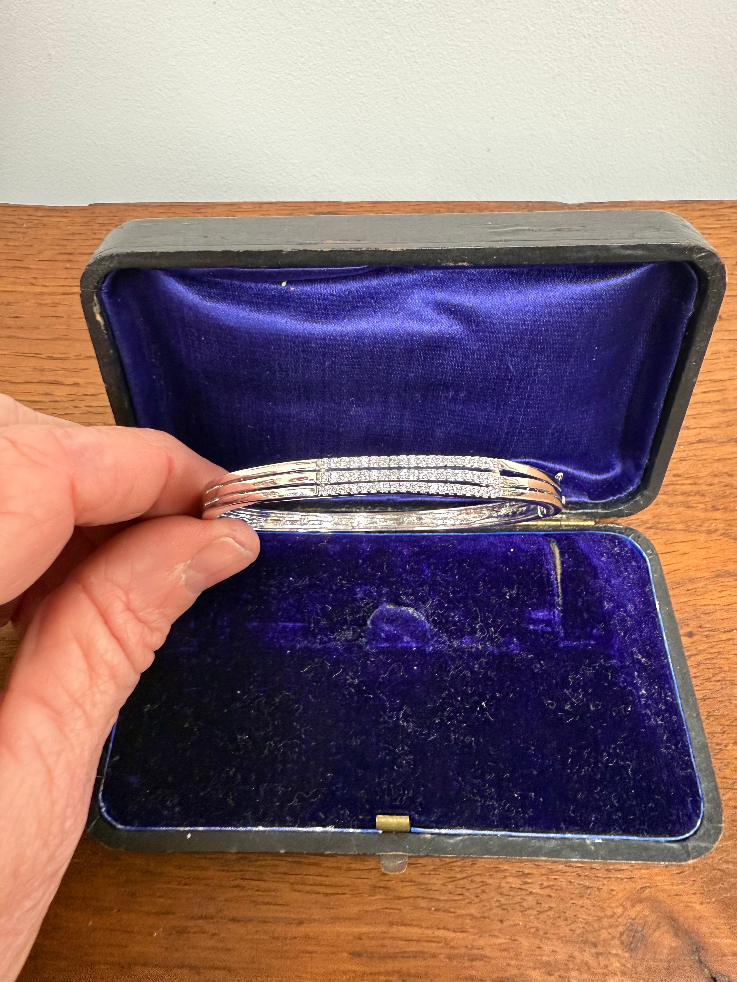 Sterling Silver Articulated Bangle set with crystals | Antique & Vintage | Moonee Ponds Antiques | Australia Wide Delivery