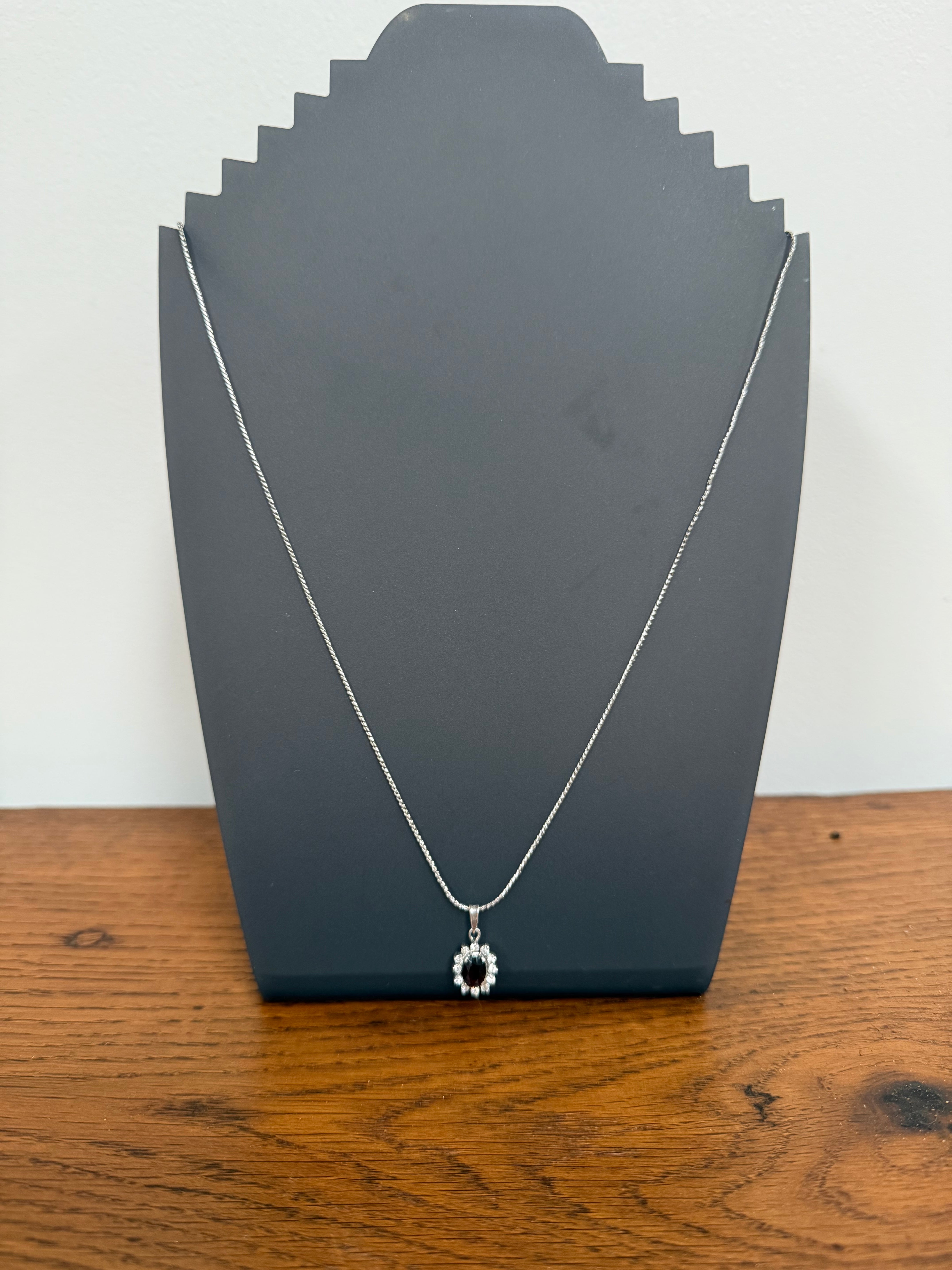 Vintage Silver & Garnet Pendant & Chain | Antique & Vintage | Moonee Ponds Antiques | Australia Wide Delivery