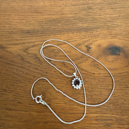 Vintage Silver & Garnet Pendant & Chain