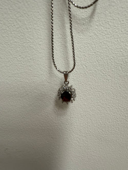 Vintage Silver & Garnet Pendant & Chain | Antique & Vintage | Moonee Ponds Antiques | Australia Wide Delivery