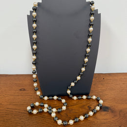 Opera Length Cream and Black Faux Pearls