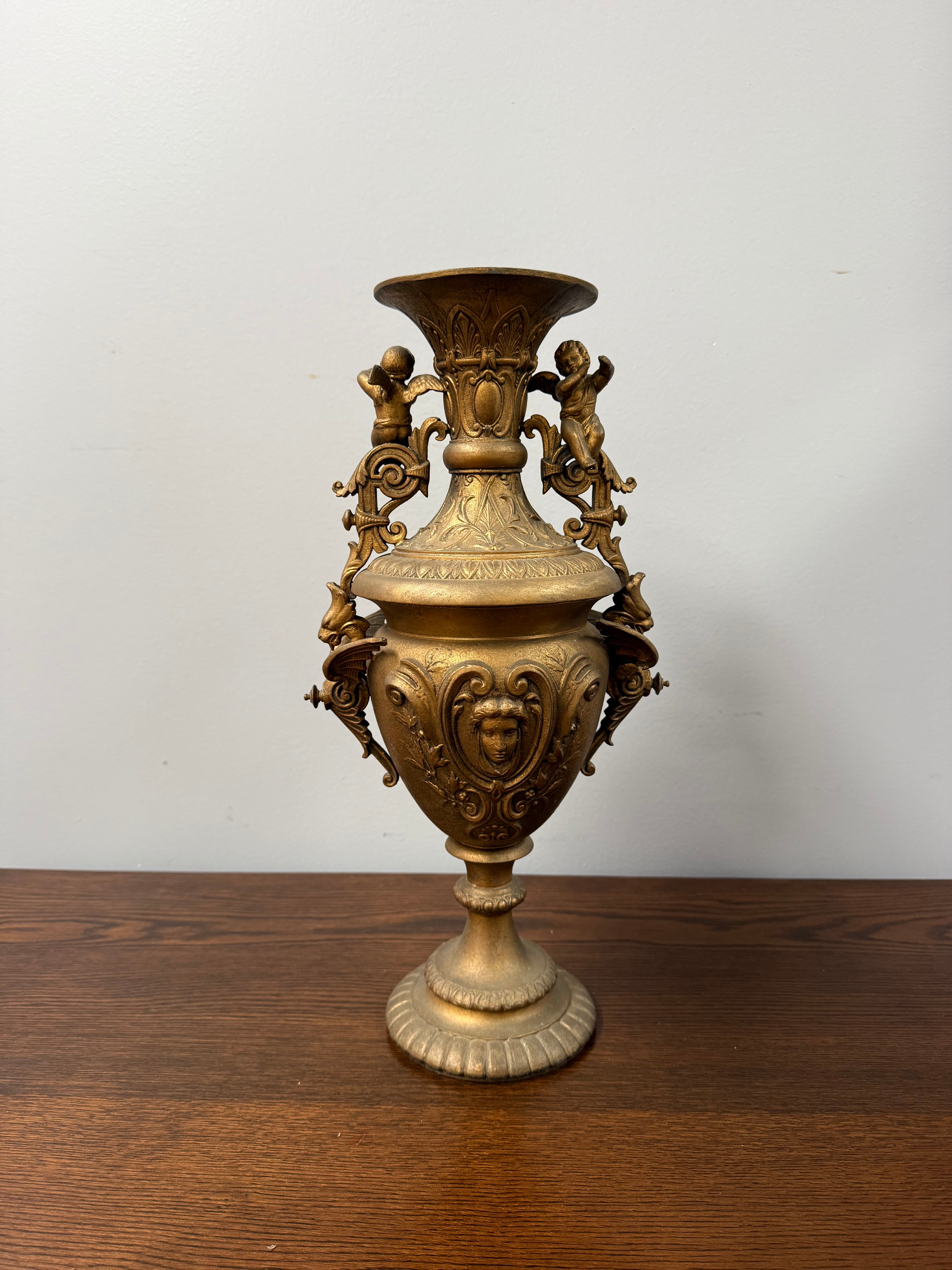 Antique Victorian-Style Gilt Spelter Urn