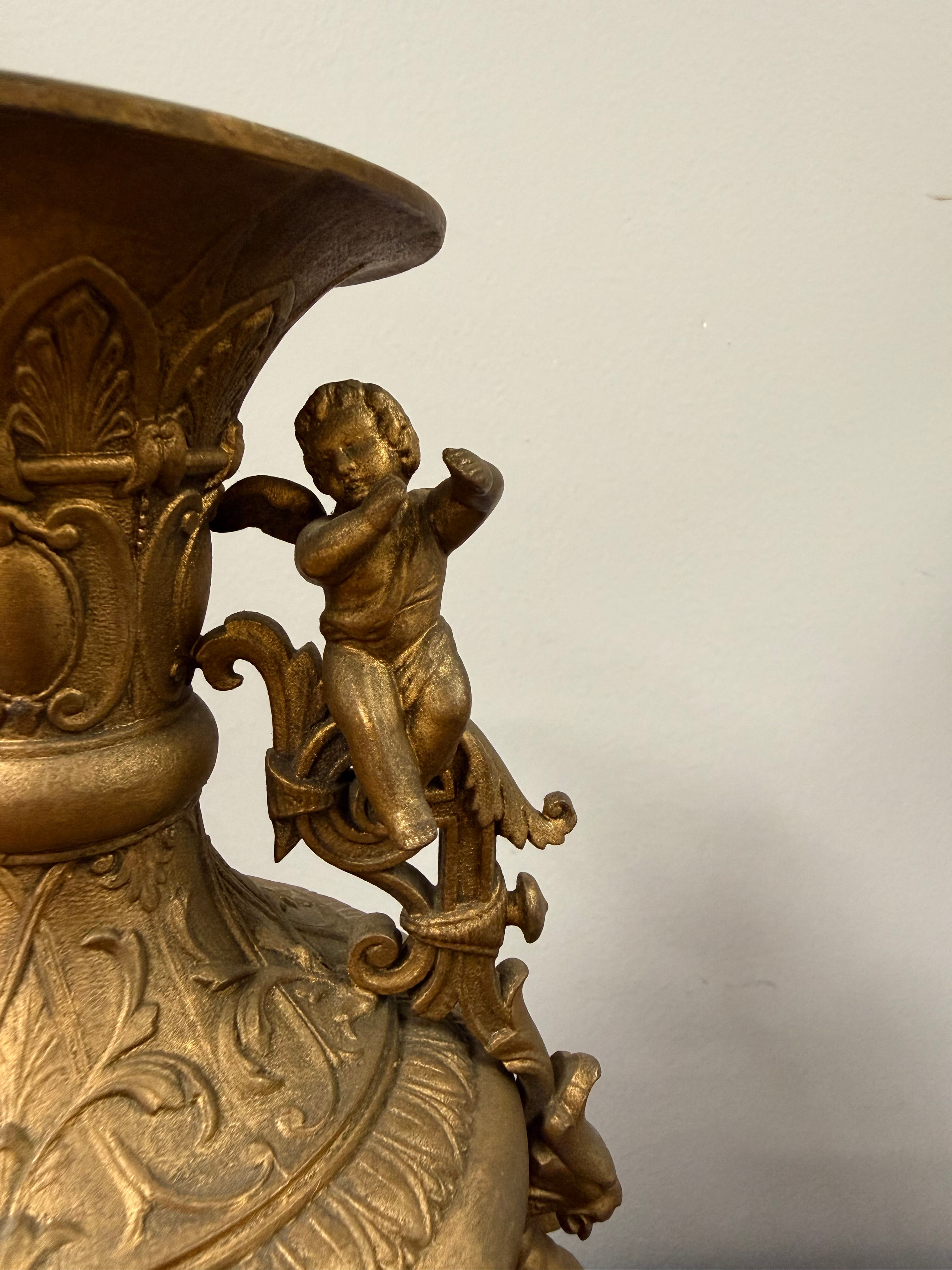 Antique Victorian-Style Gilt Spelter Urn