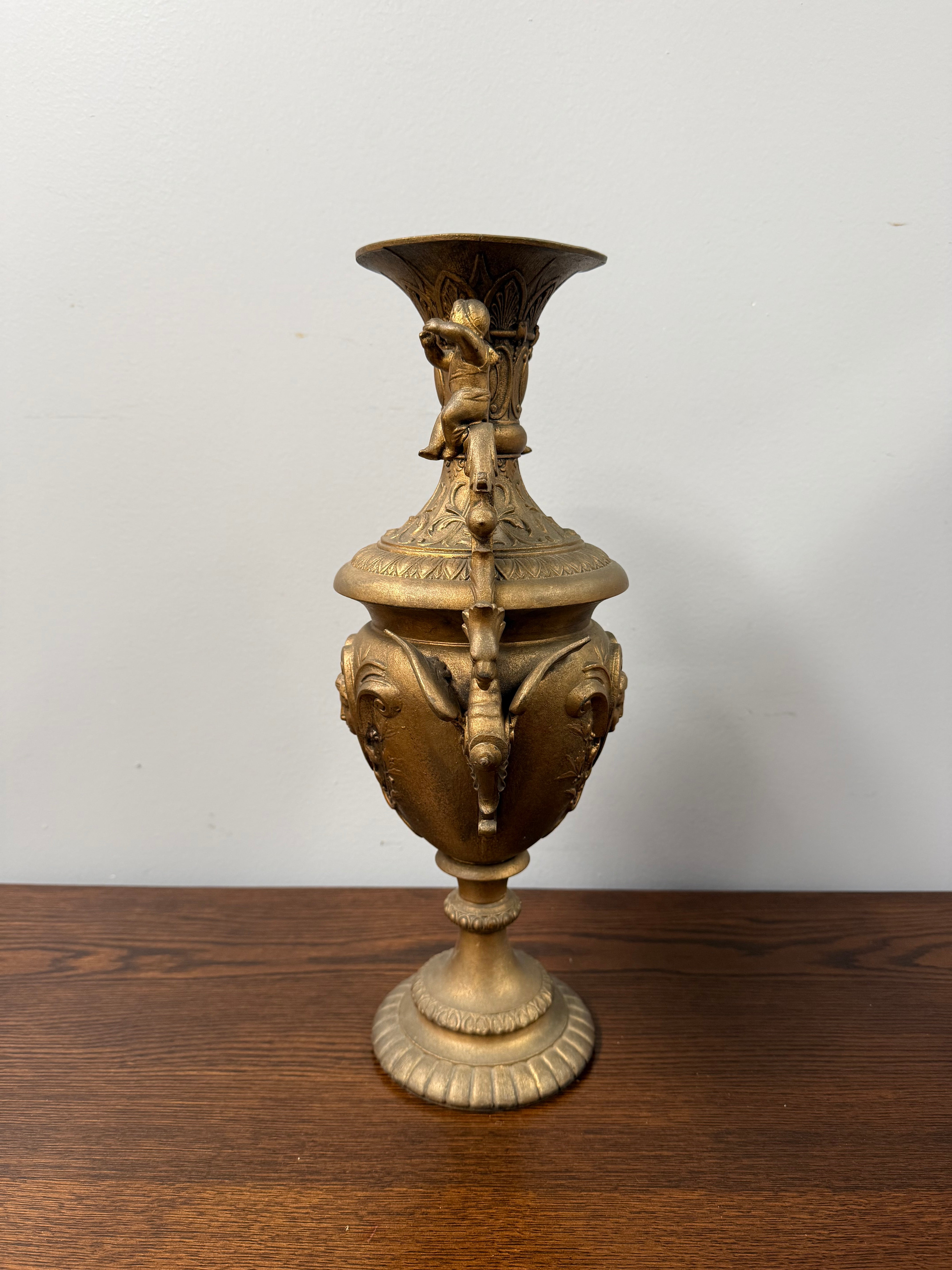 Antique Victorian-Style Gilt Spelter Urn