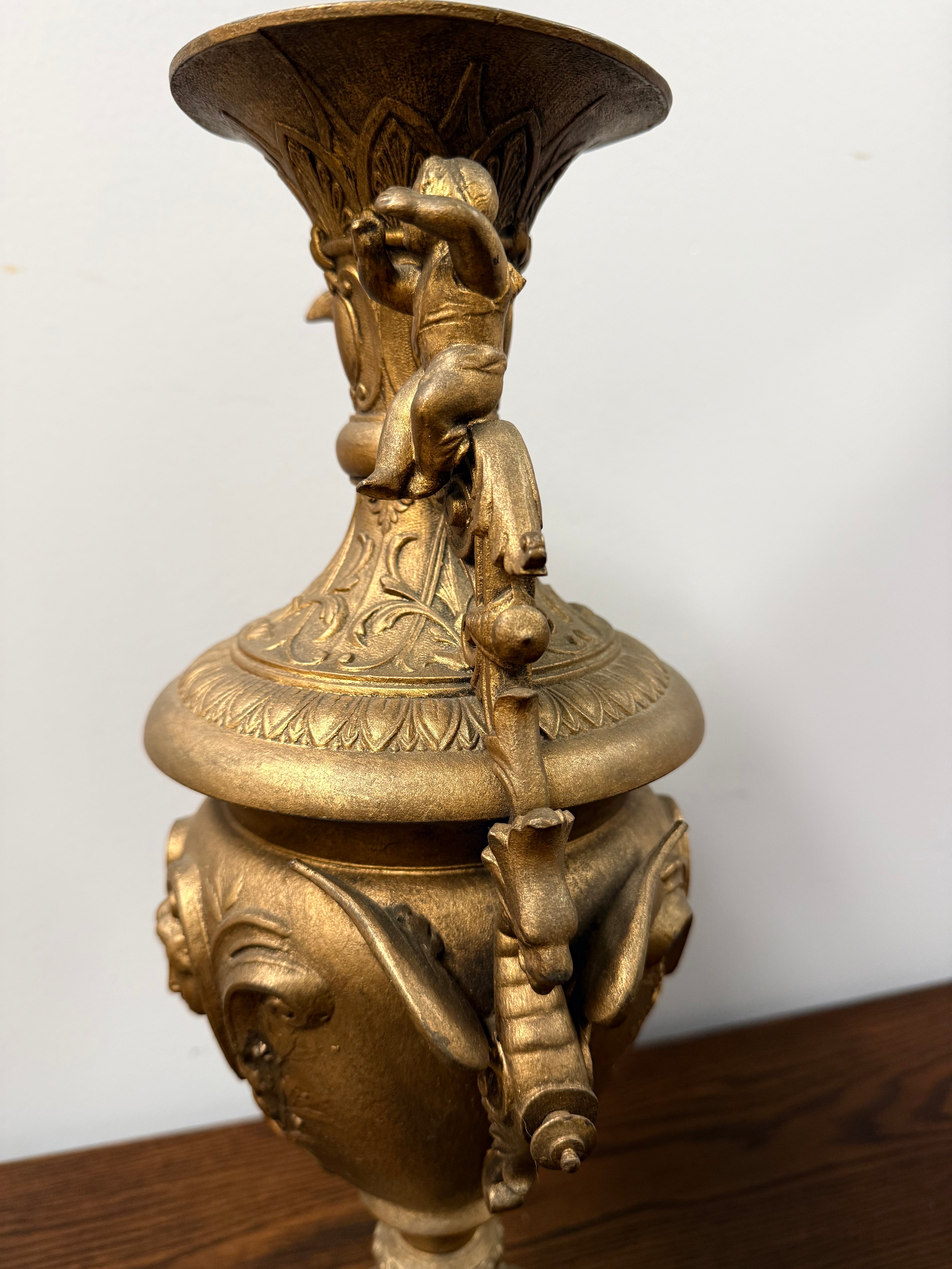 Antique Victorian-Style Gilt Spelter Urn