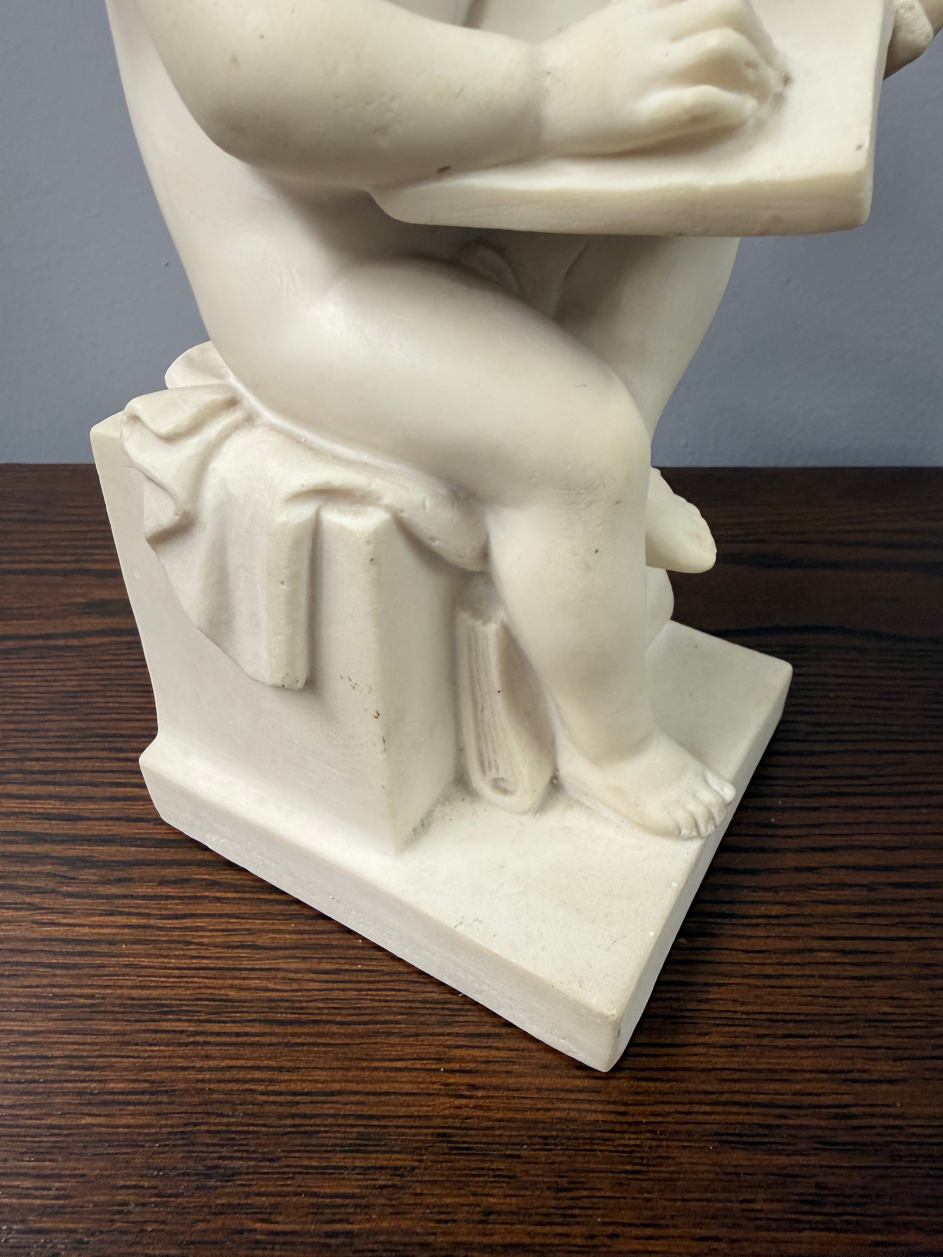 Vintage Resin Statue of Boy on Base