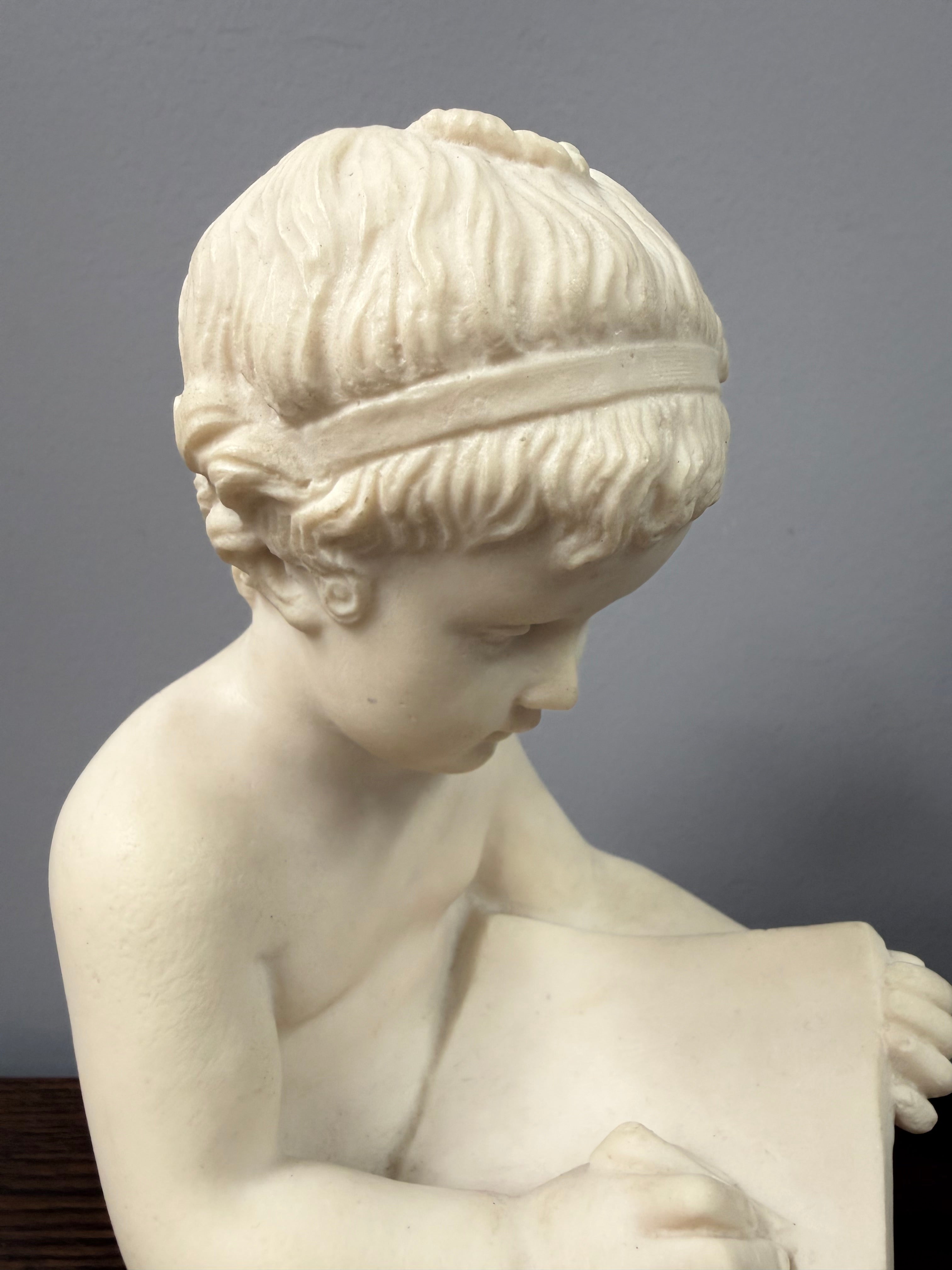 Vintage Resin Statue of Boy on Base
