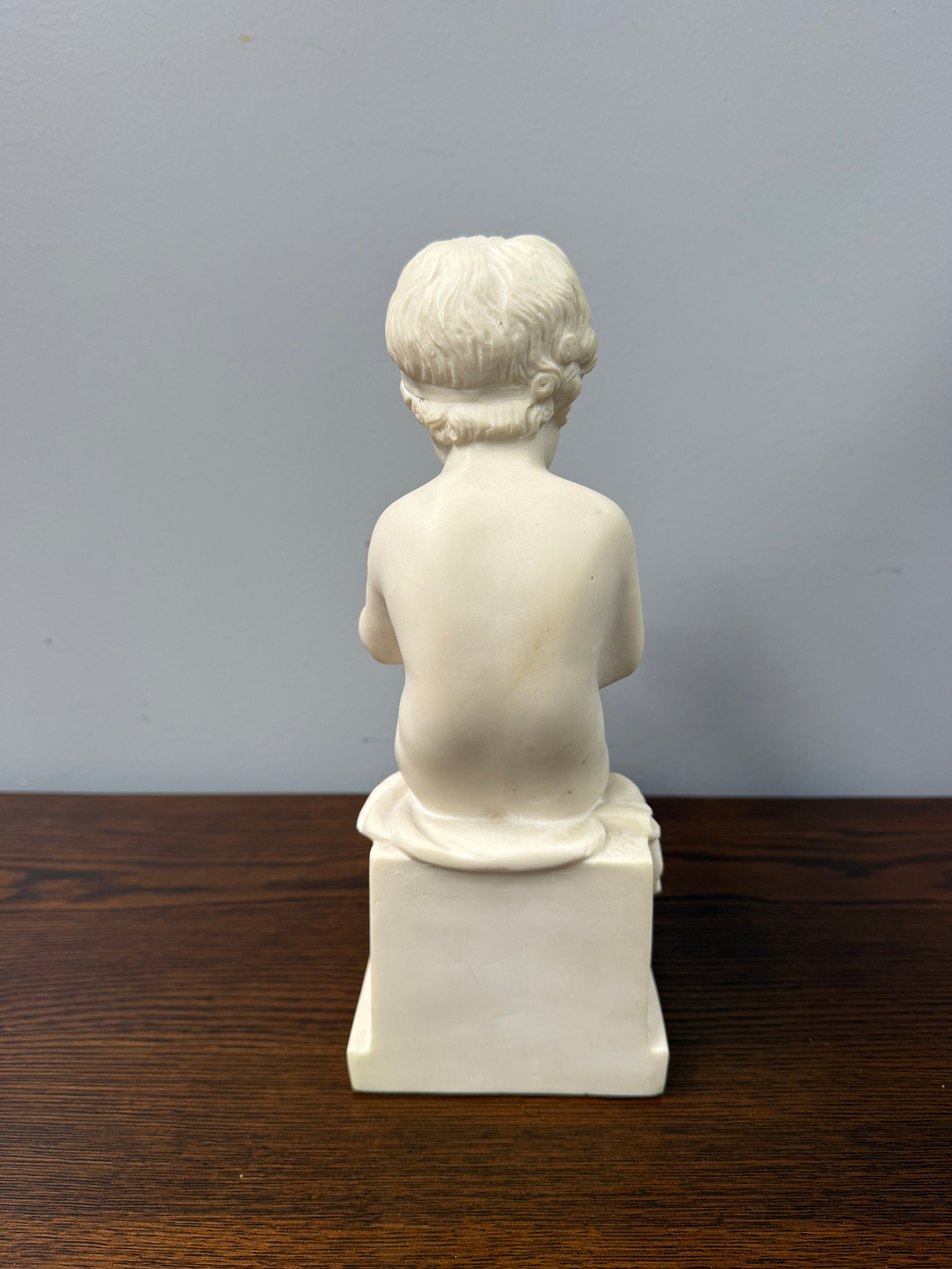 Vintage Resin Statue of Boy on Base