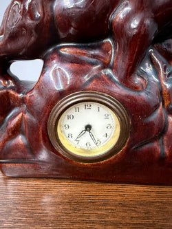 Vintage German Ceramic Roaring Lion Clock