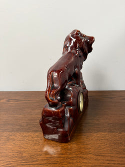 Vintage German Ceramic Roaring Lion Clock