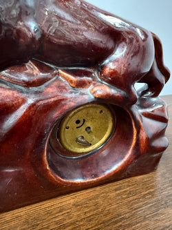 Vintage German Ceramic Roaring Lion Clock