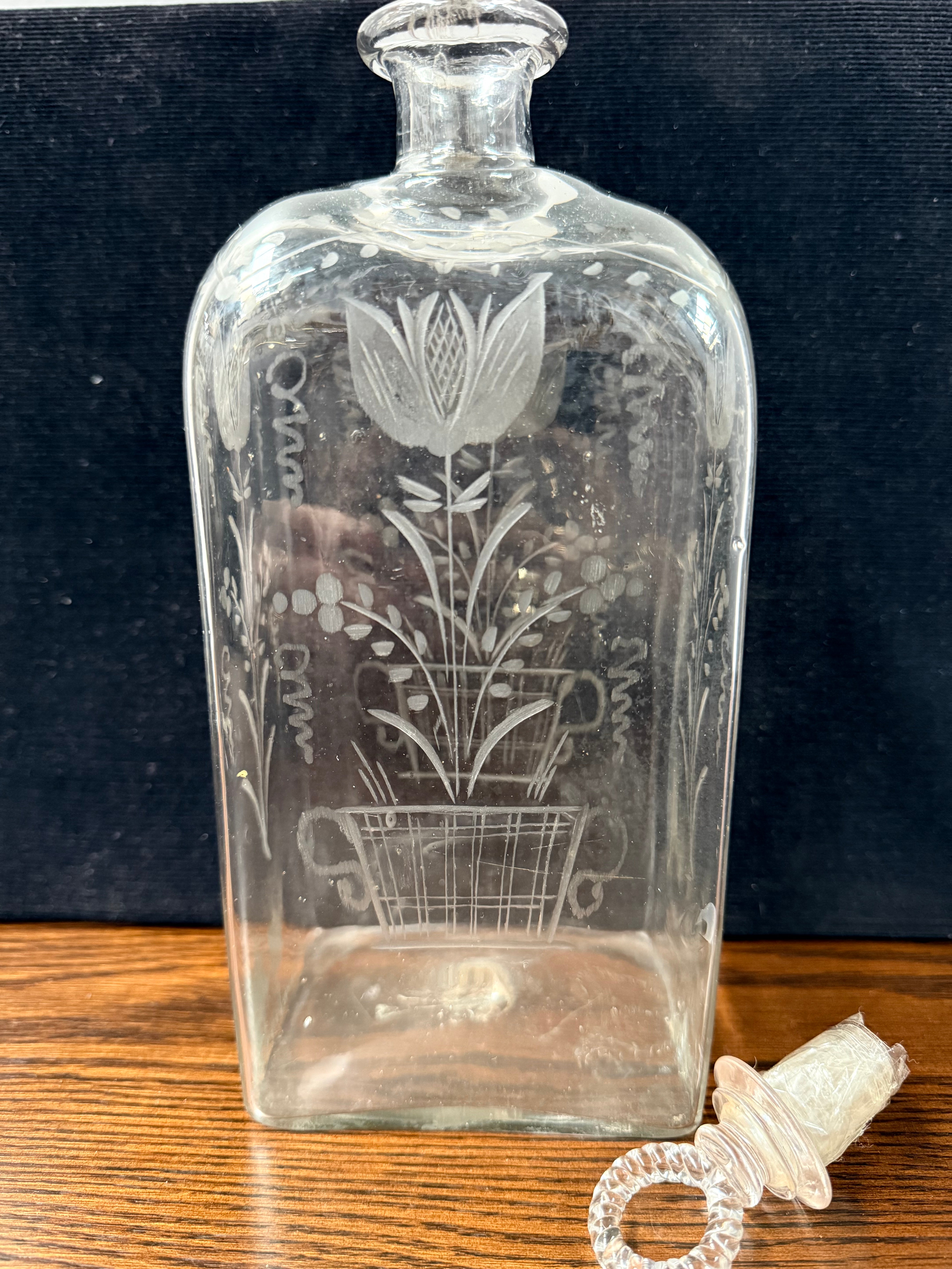 Rare 19th Century Engraved Swedish Decanter