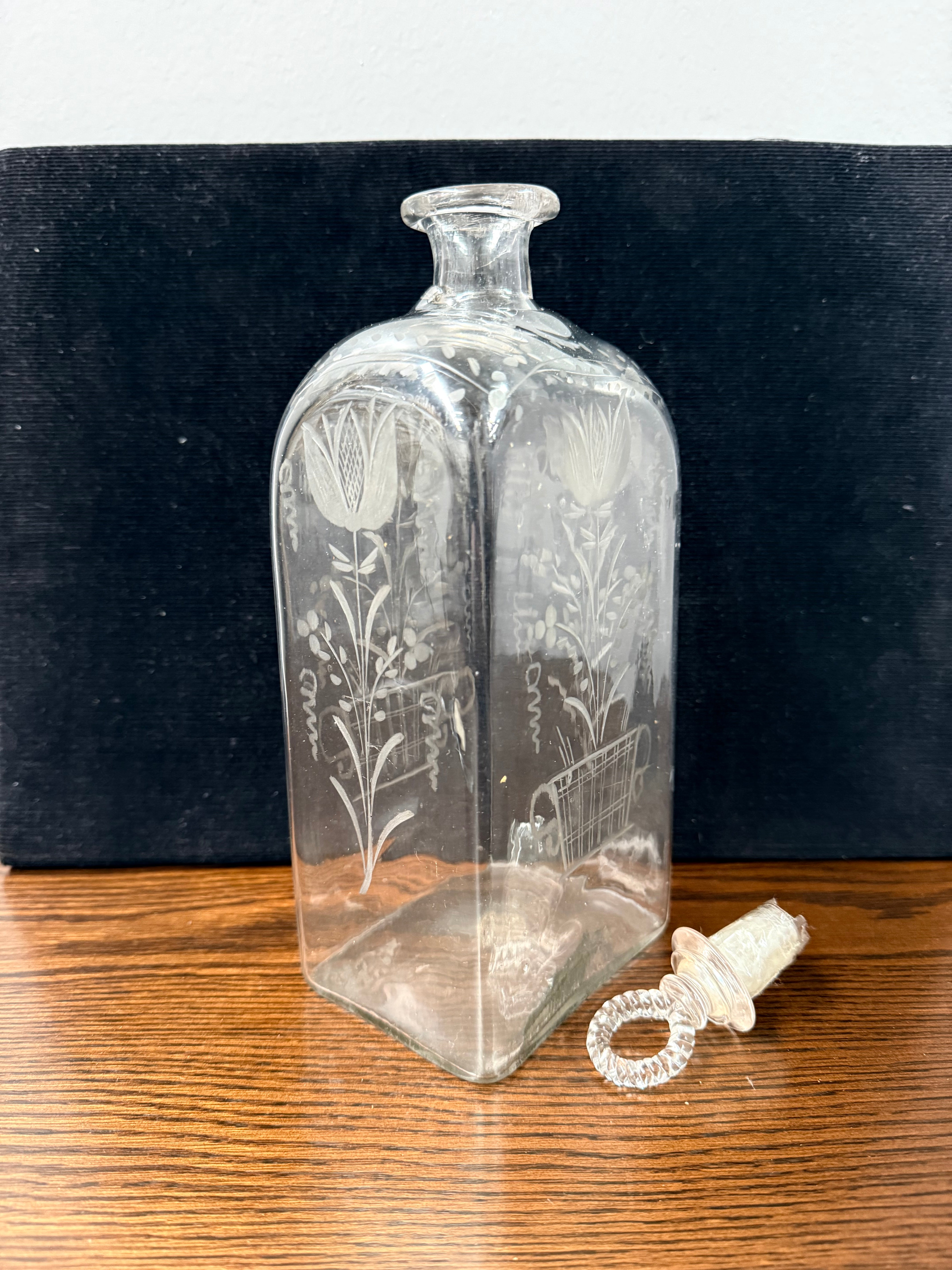 Rare 19th Century Engraved Swedish Decanter