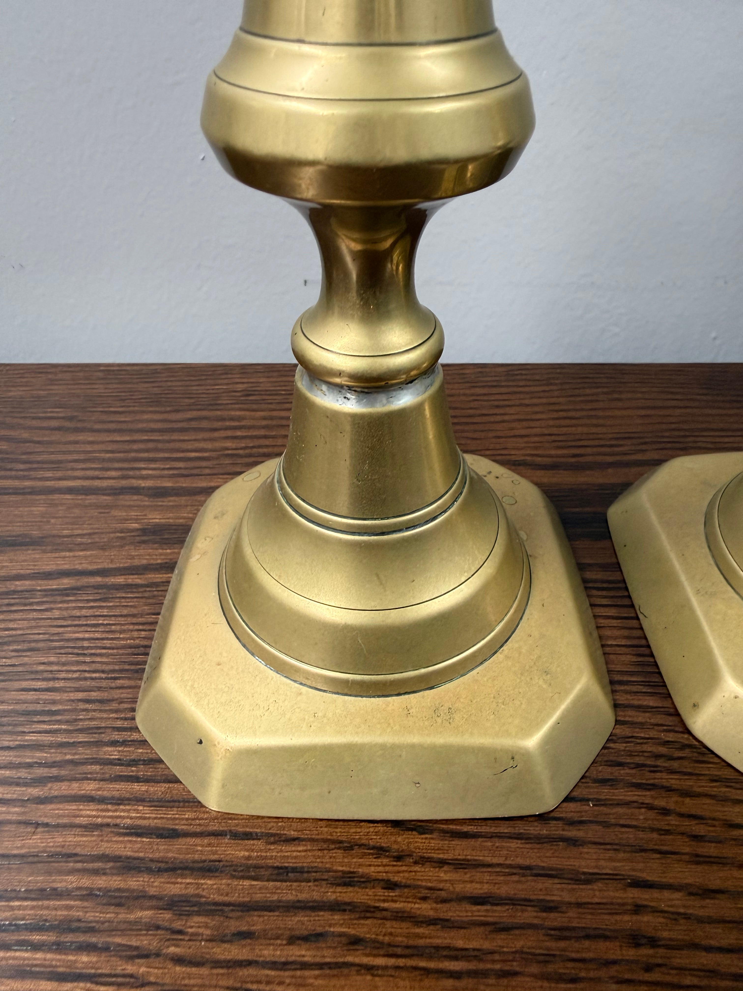 Pair of Victorian English Brass Candlesticks c.1860