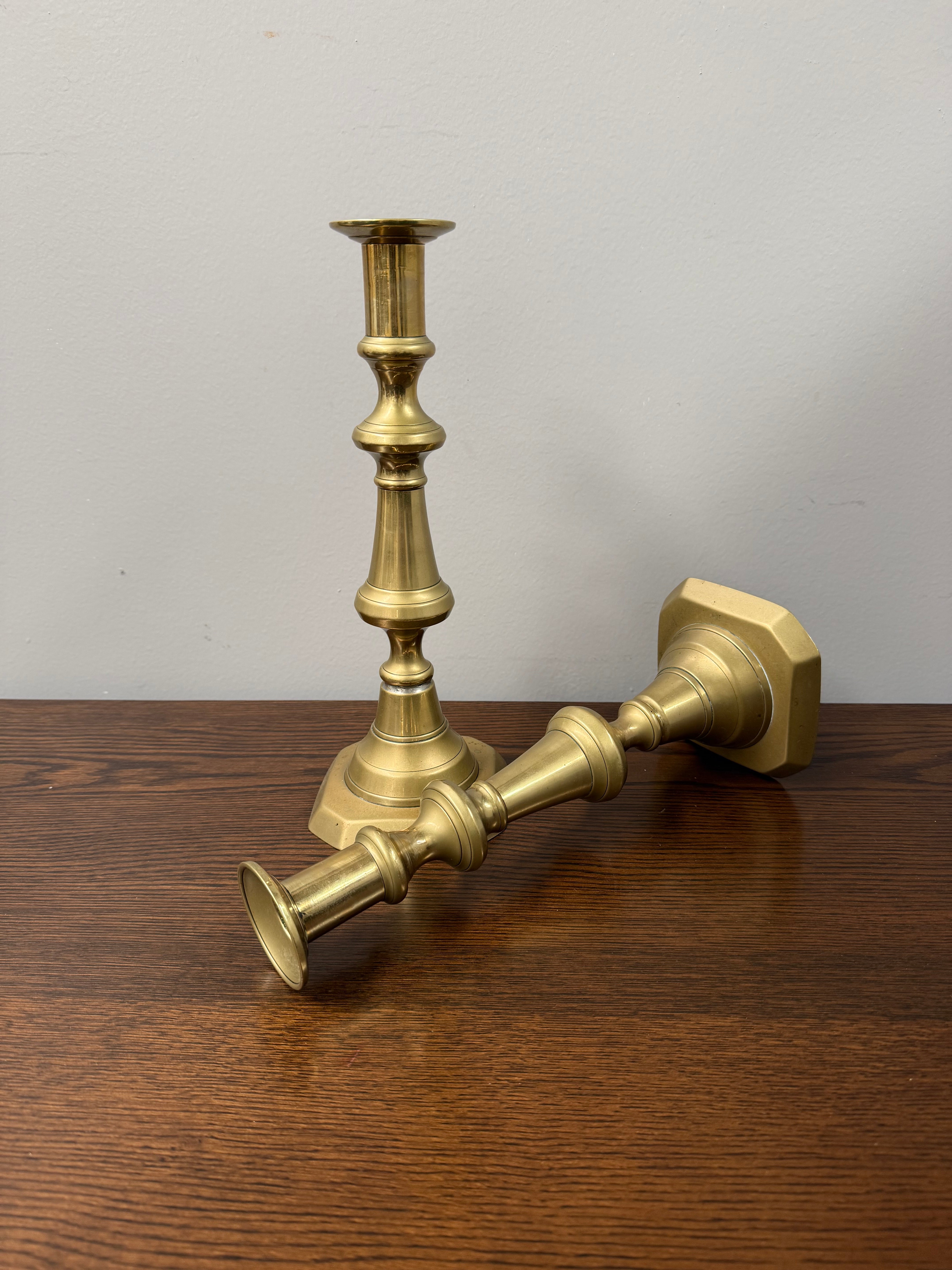 Pair of Victorian English Brass Candlesticks c.1860