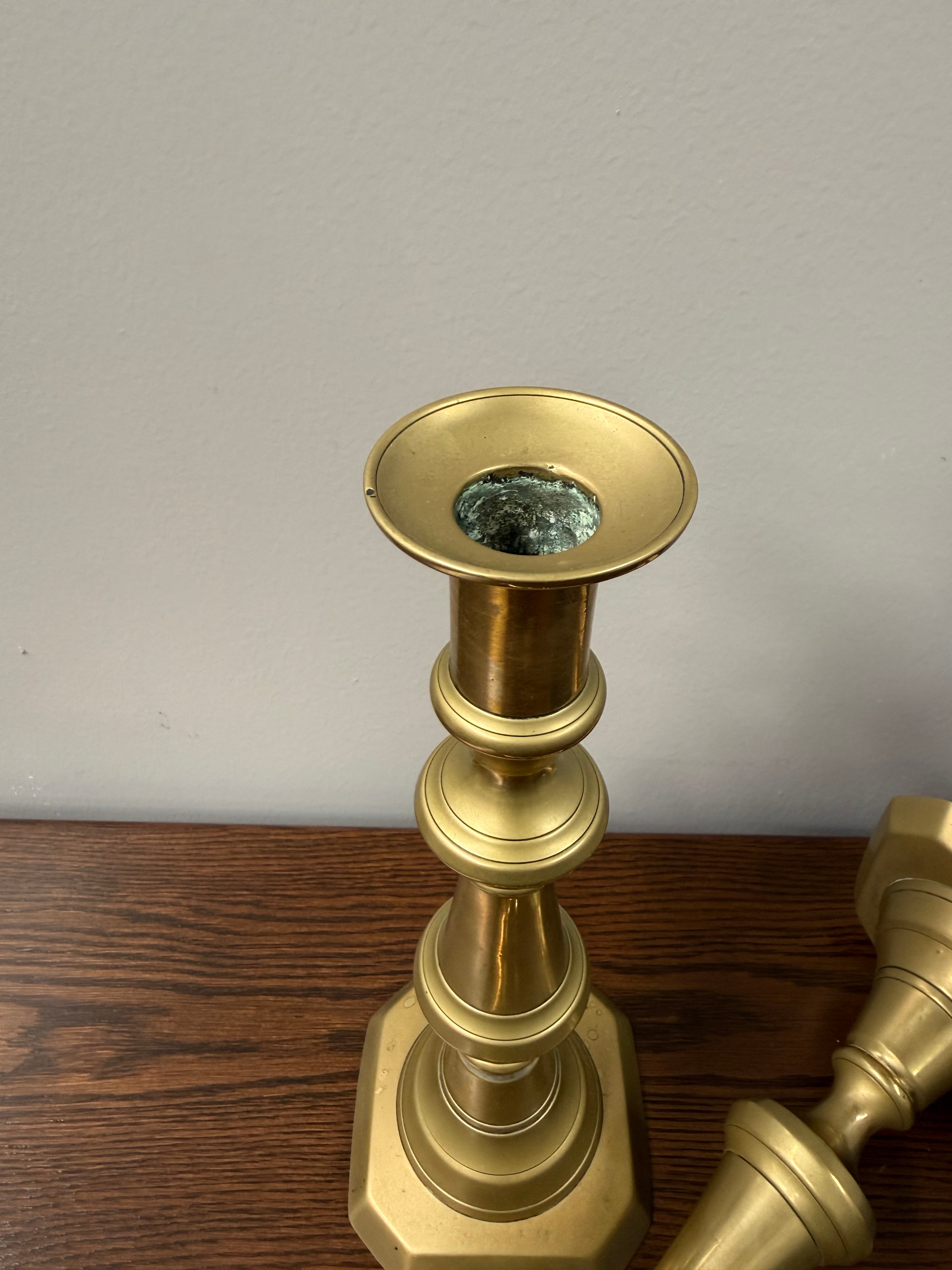 Pair of Victorian English Brass Candlesticks c.1860