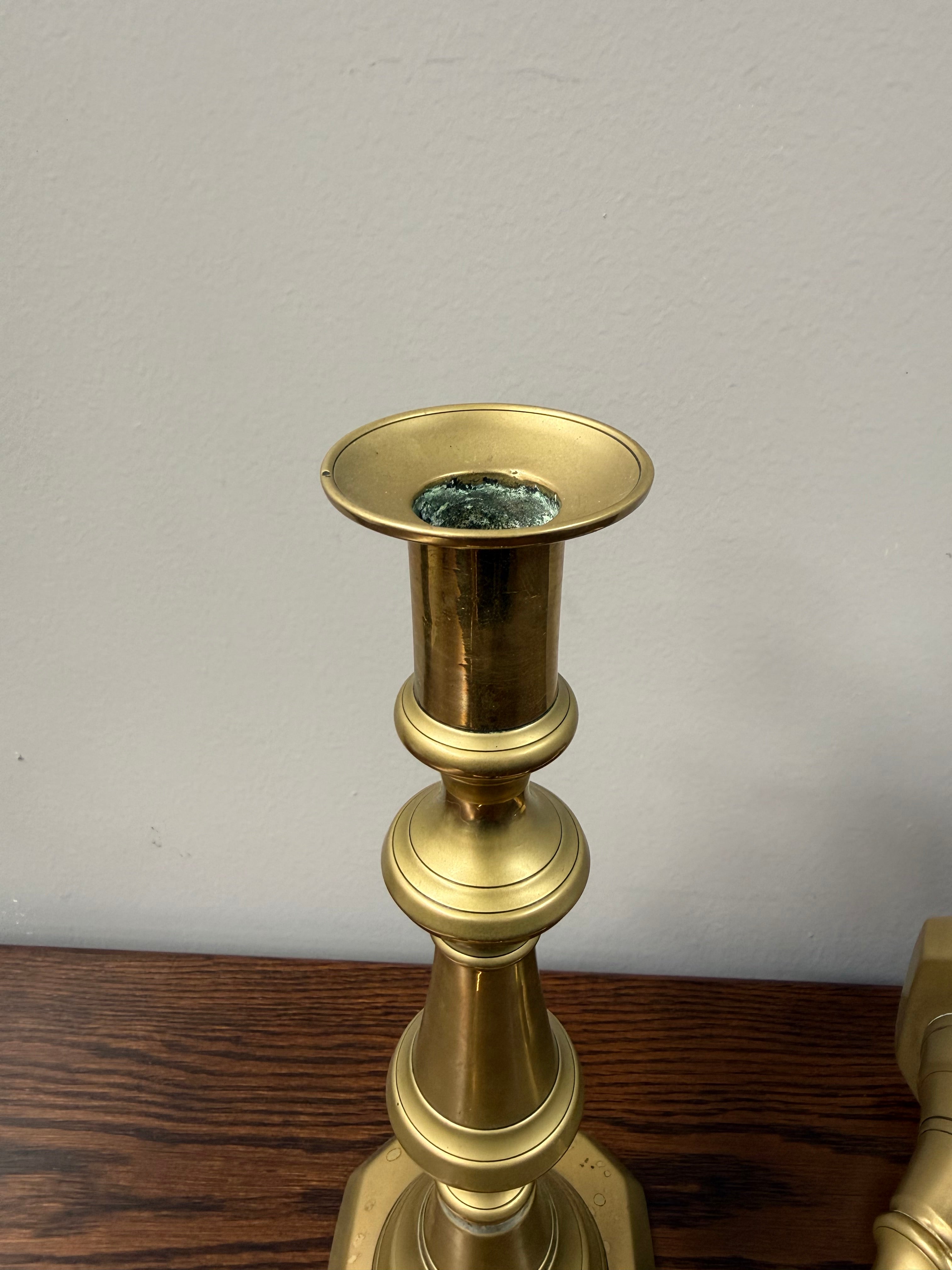 Pair of Victorian English Brass Candlesticks c.1860