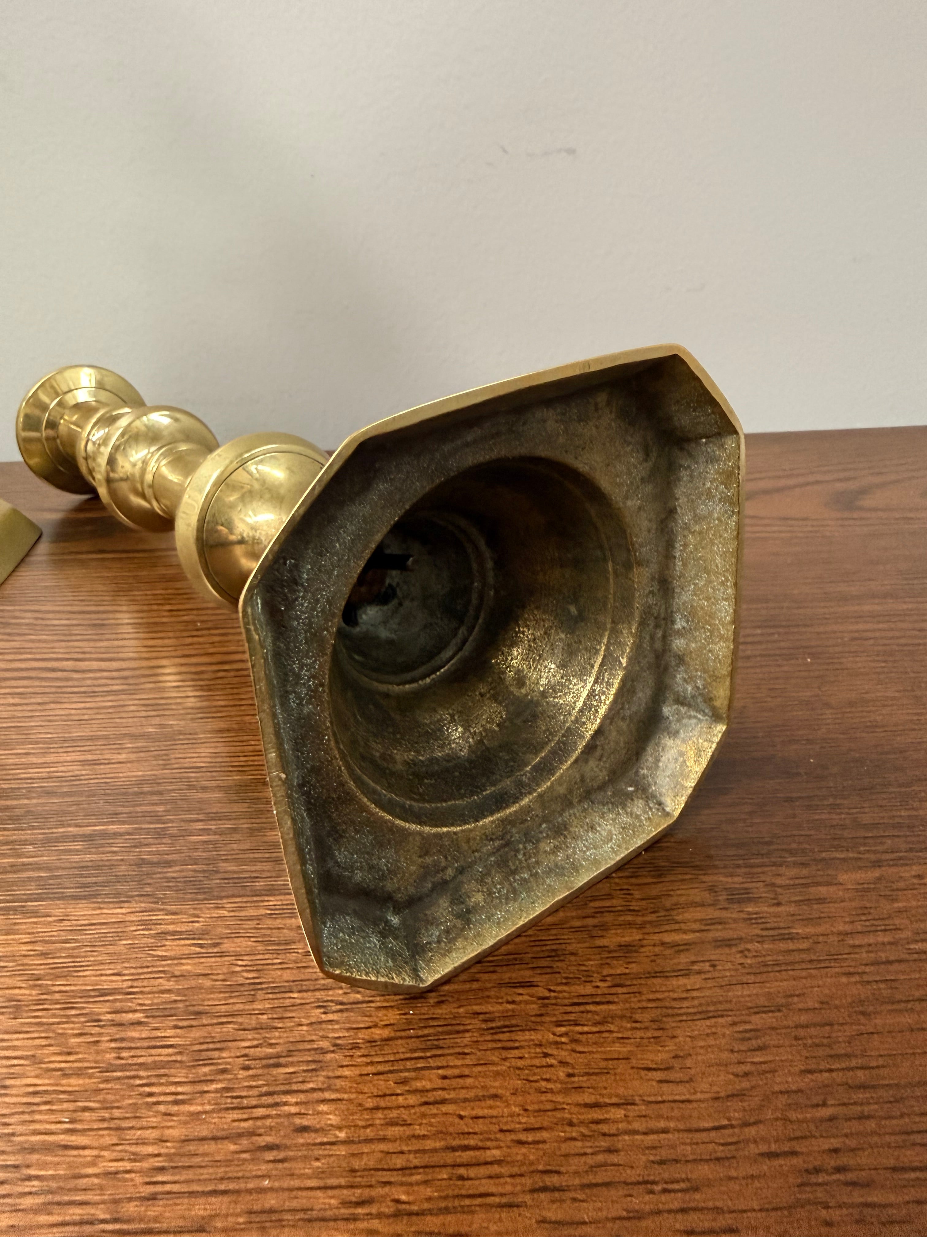 Pair of Victorian English Brass Candlesticks c.1860