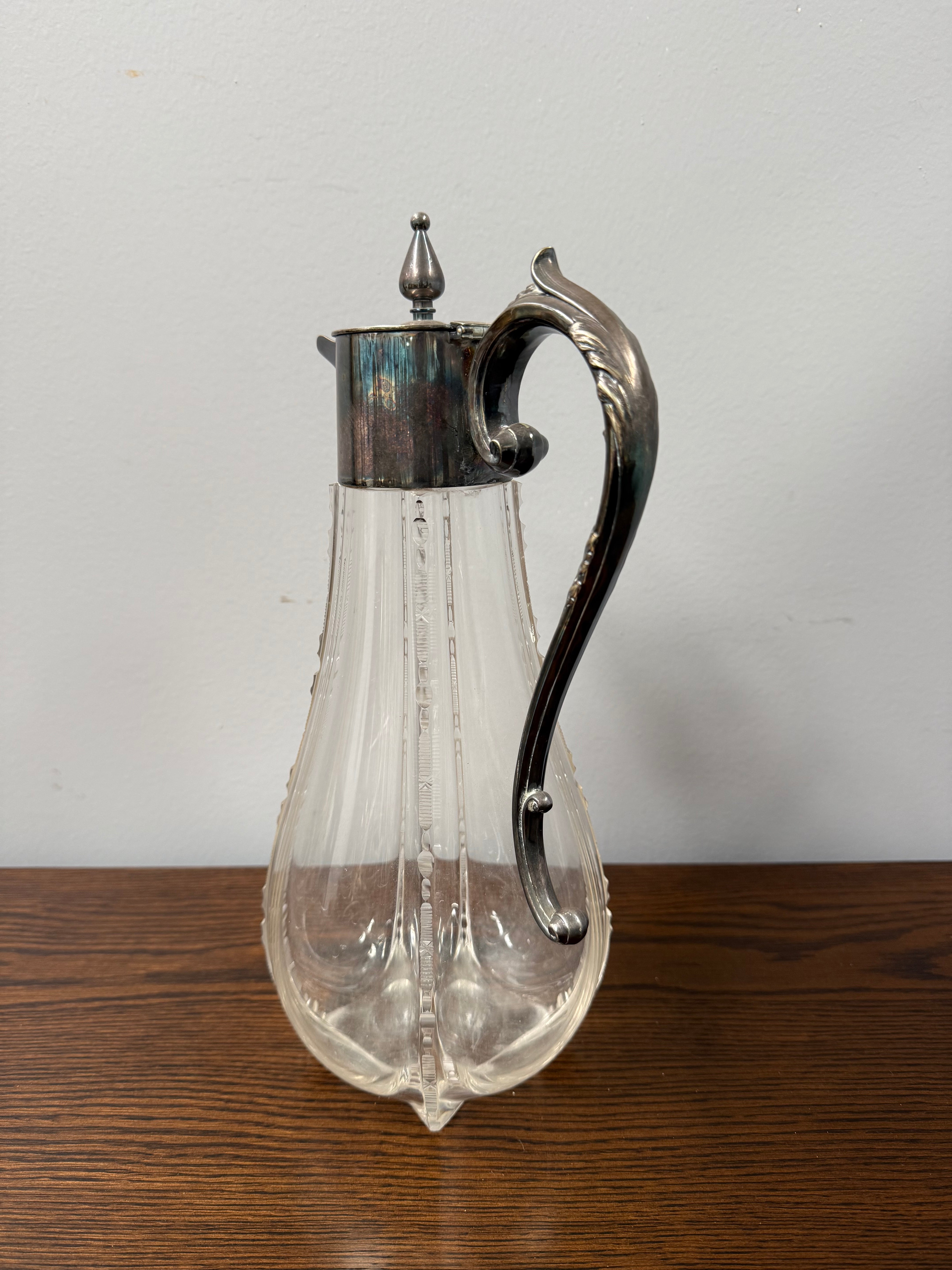 Edwardian Silver-Plated & Crystal Glass Claret Jug