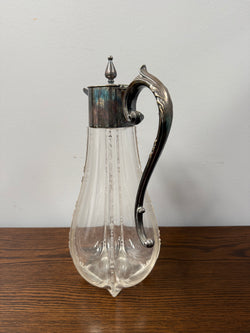 Edwardian Silver Plated & Crystal Glass Claret Jug