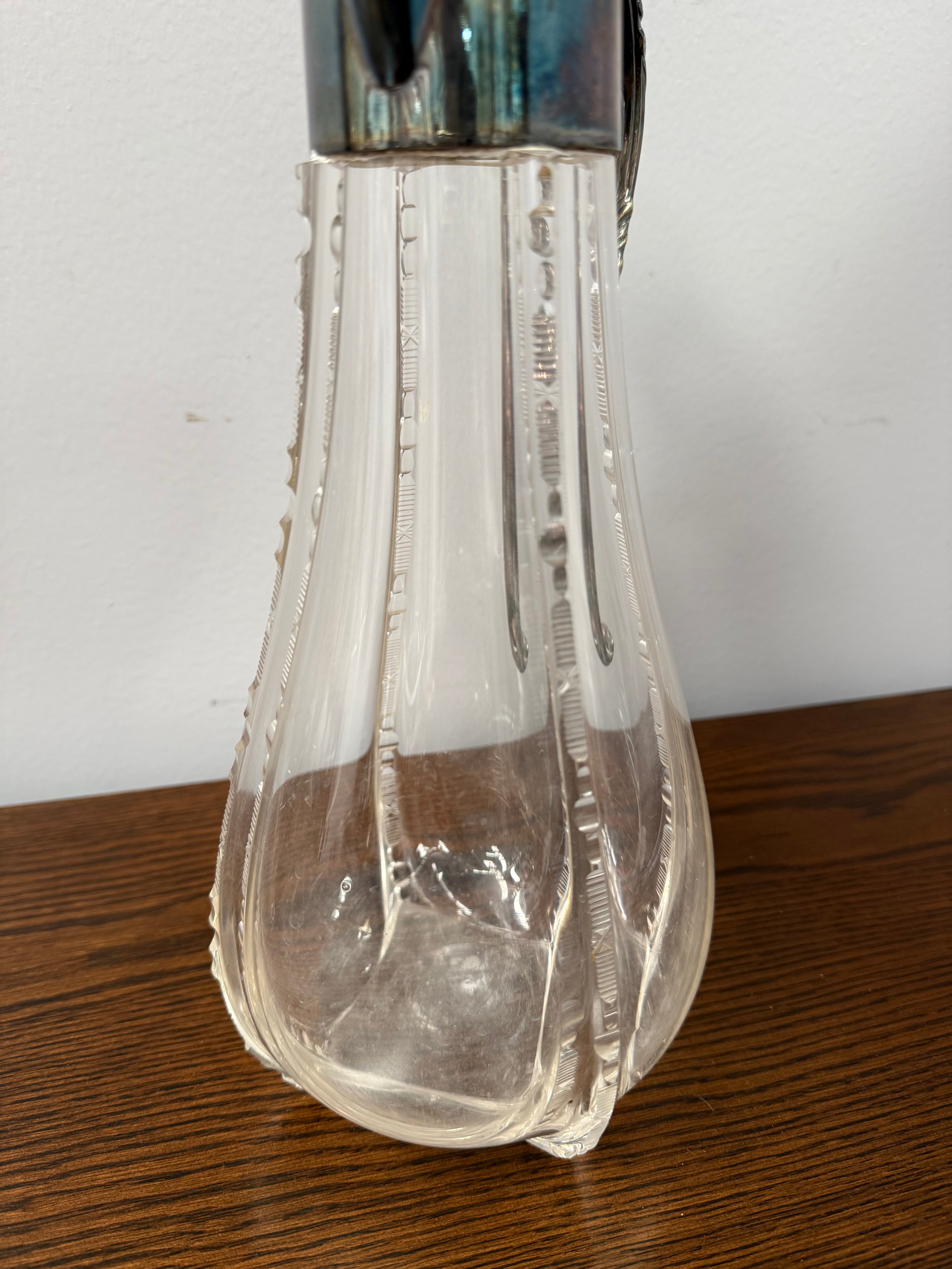 Edwardian Silver Plated & Crystal Glass Claret Jug