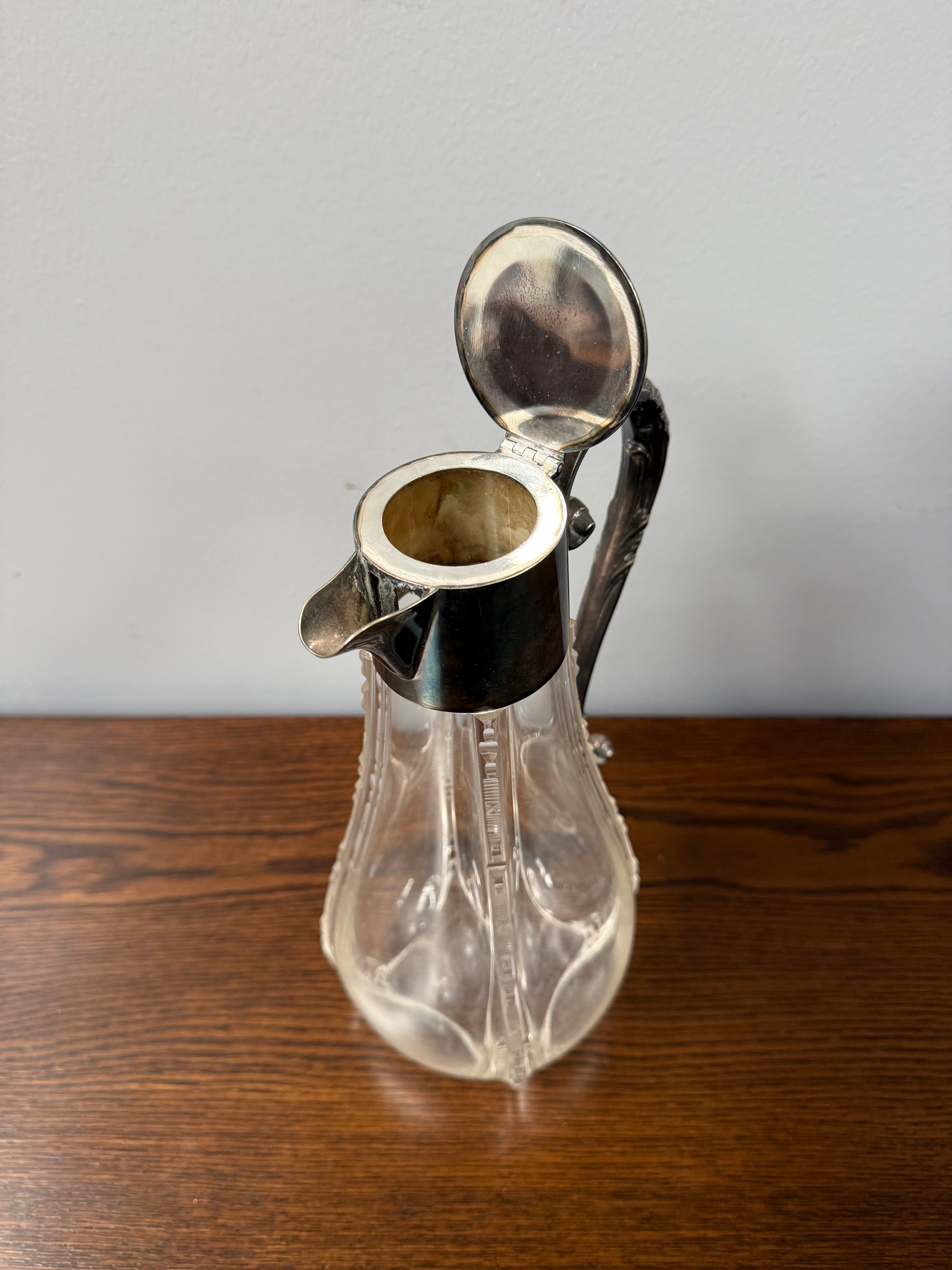 Edwardian Silver-Plated & Crystal Glass Claret Jug