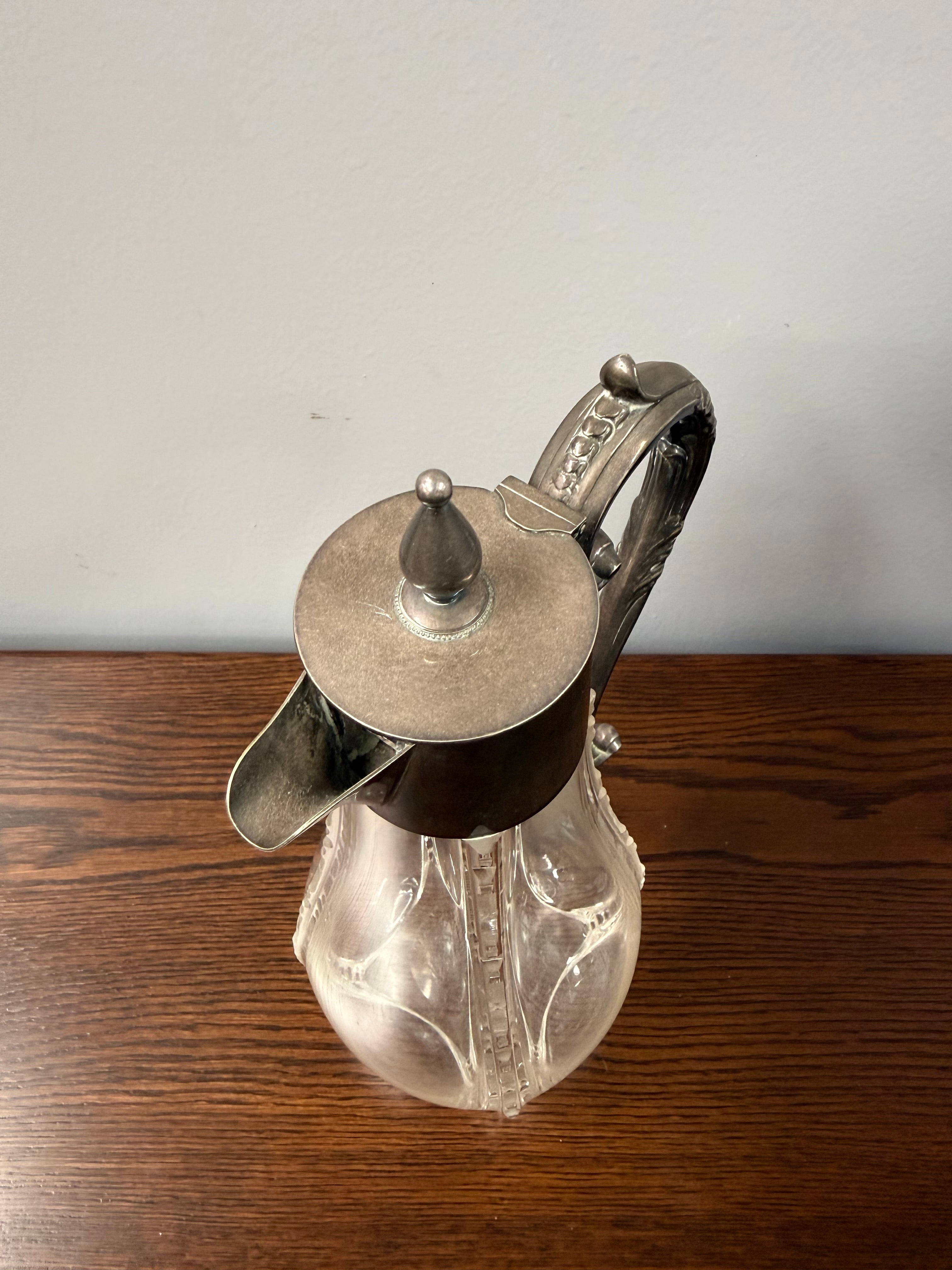 Edwardian Silver-Plated & Crystal Glass Claret Jug