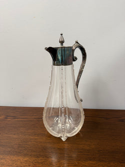 Edwardian Silver Plated & Crystal Glass Claret Jug