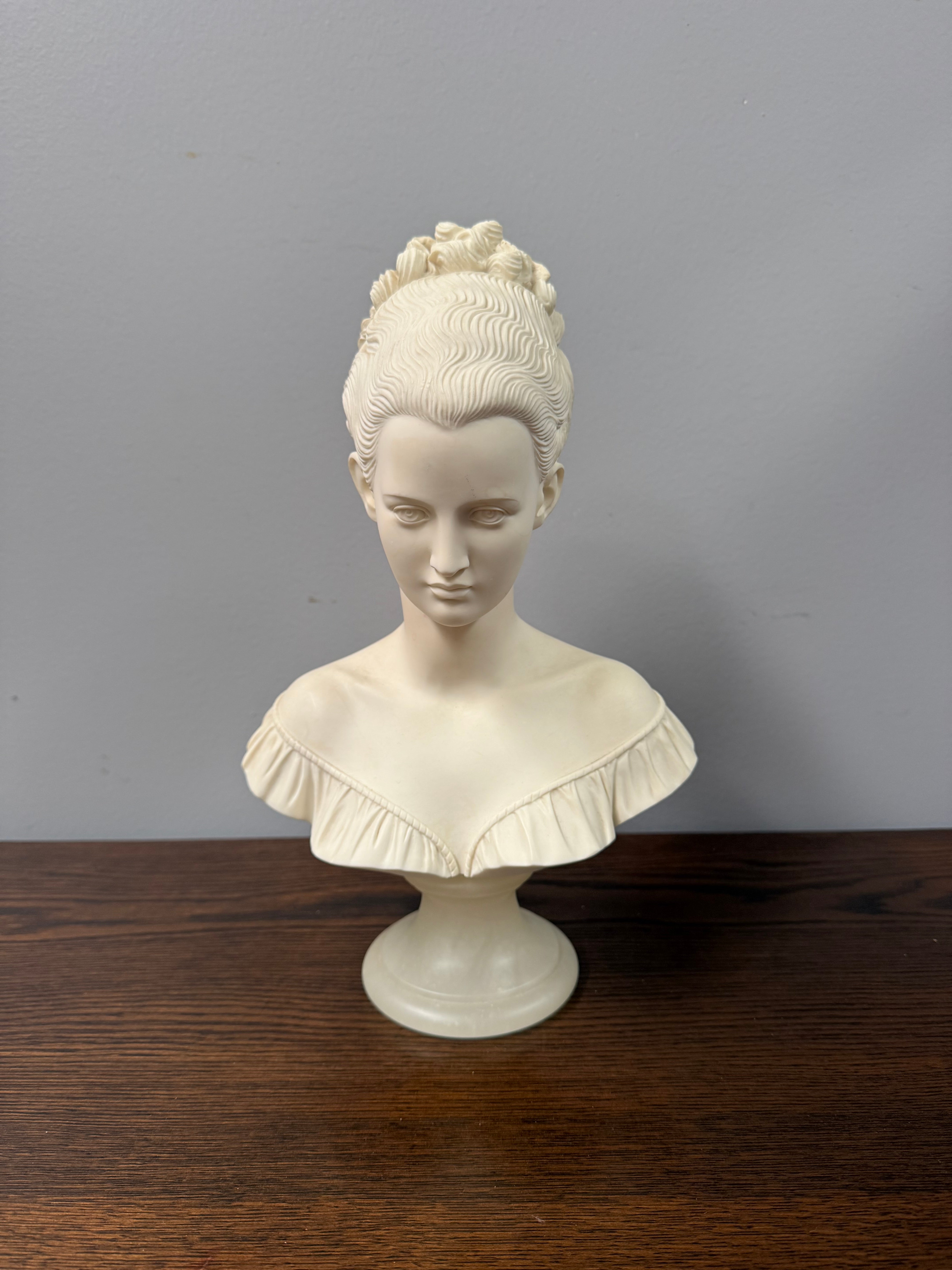 Vintage Composite Alabaster Bust of a Victorian Woman