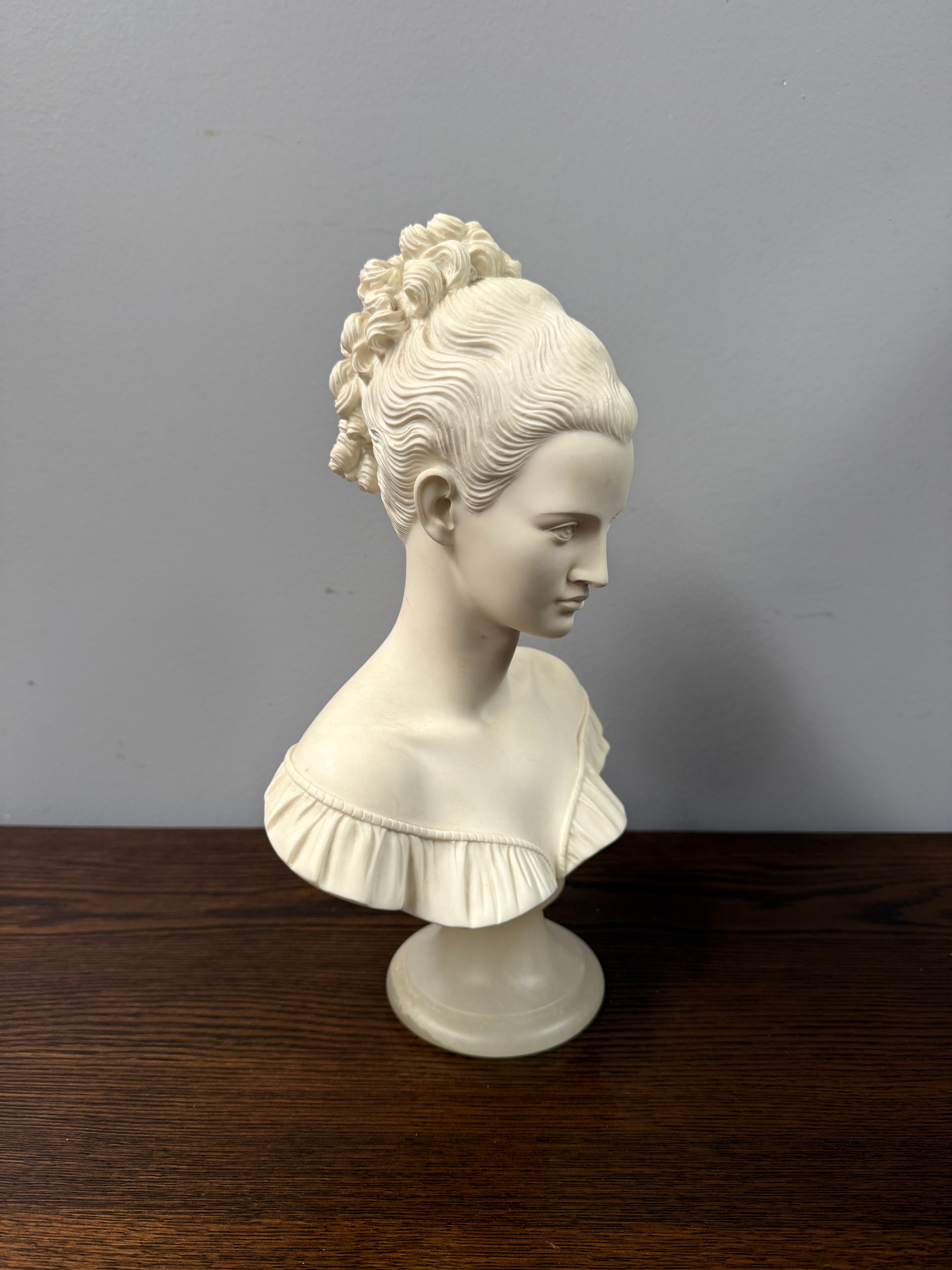 Vintage Composite Alabaster Bust of a Victorian Woman