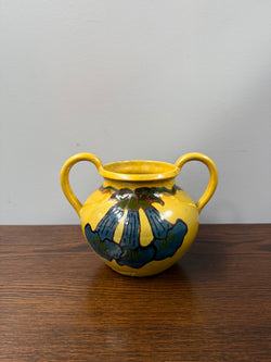 Antique Superb Art Pottery Hand Painted Double Handled Vase