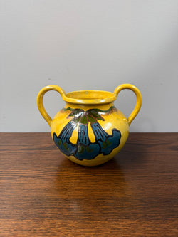 Antique Superb Art Pottery Hand Painted Double Handled Vase