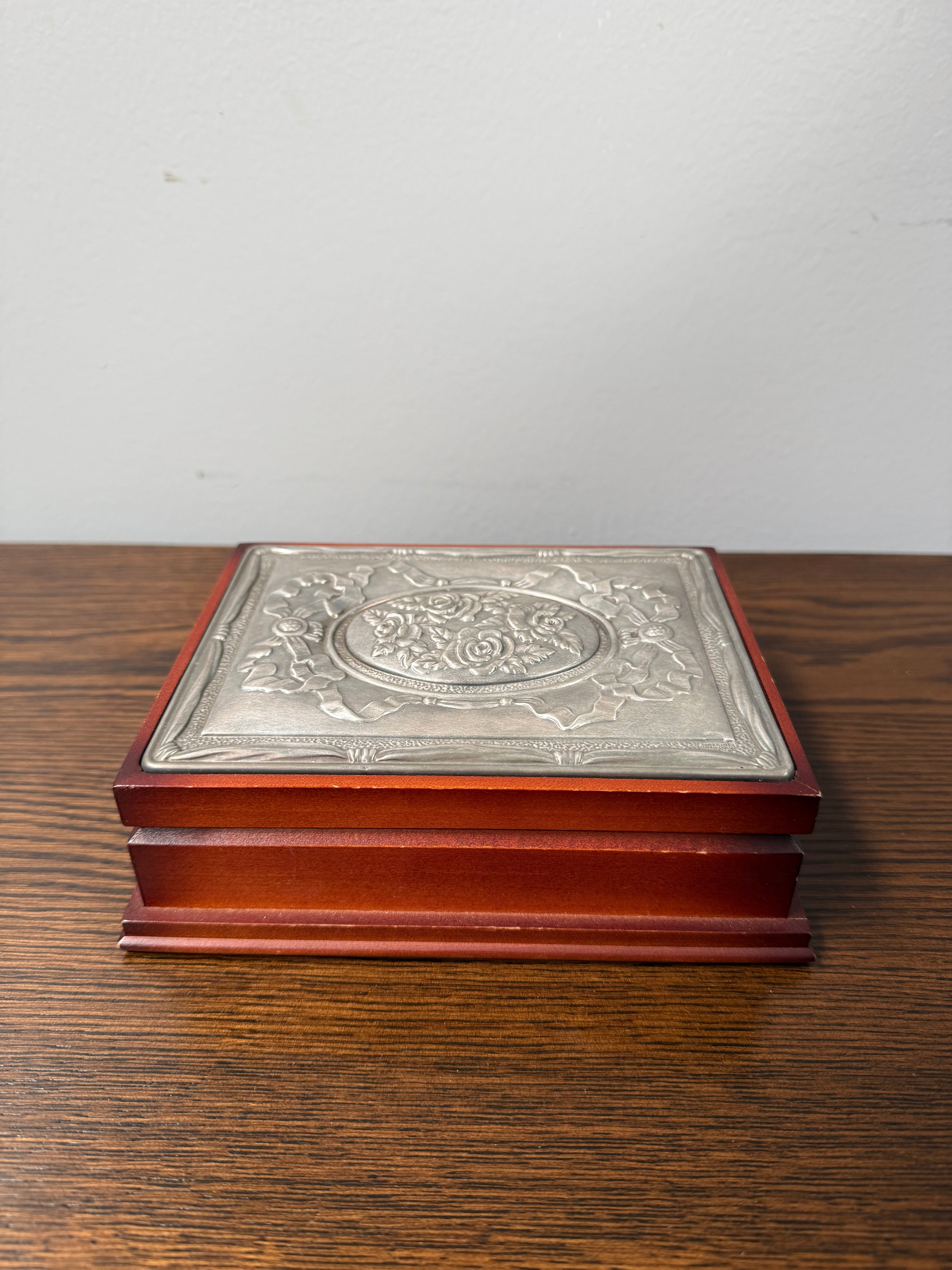 Vintage Silver Plated Embossed Jewellery Box