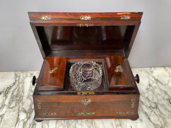 William IV (1835) Rosewood Tea Caddy with MOP Inlay. | Antique & Vintage | Moonee Ponds Antiques | Australia Wide Delivery
