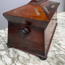 William IV (1835) Rosewood Tea Caddy with MOP Inlay.