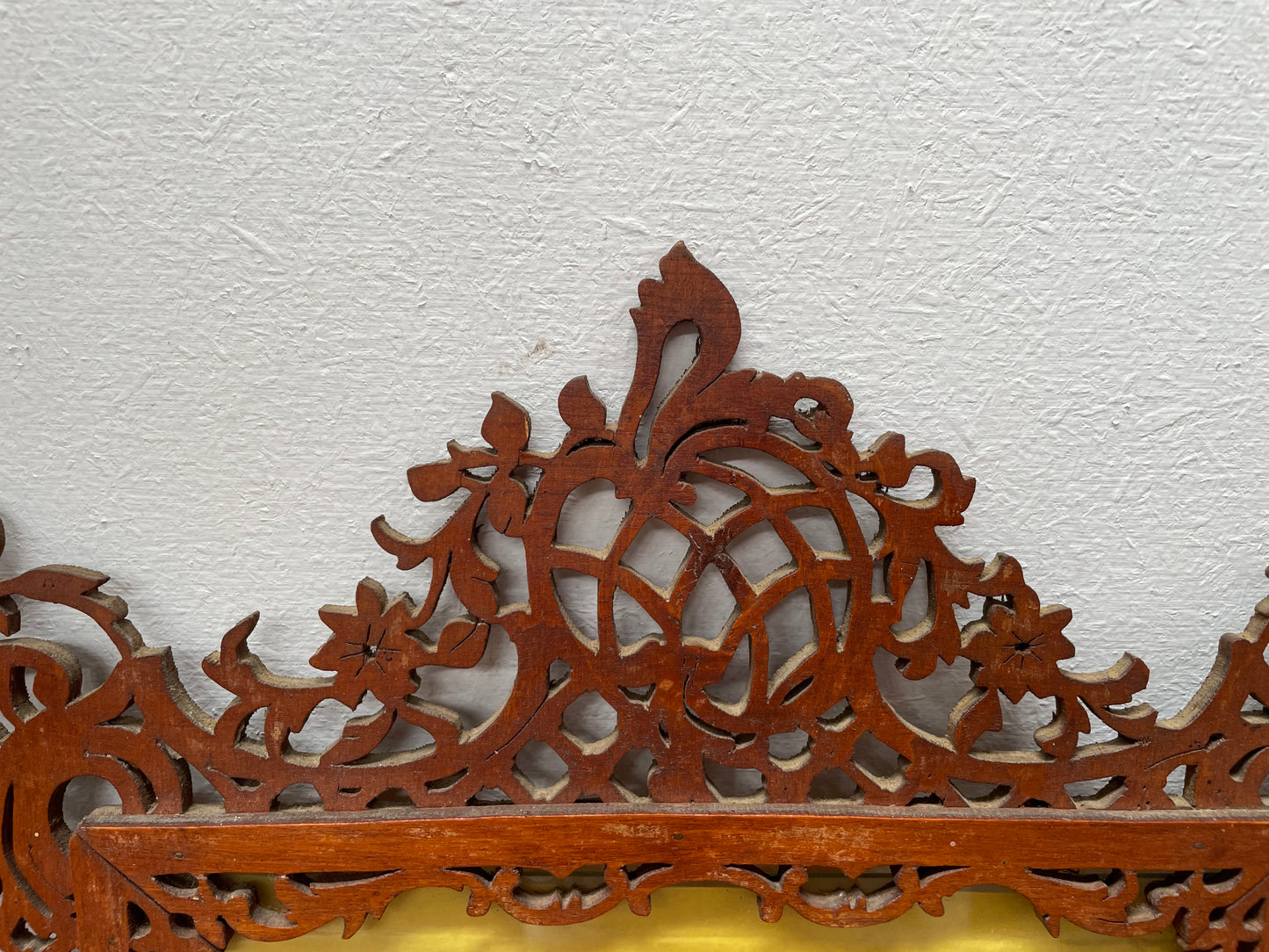 Antique Wooden Fretwork Picture Frame Featuring Cherubs