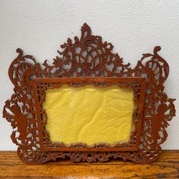 Antique Wooden Fretwork Picture Frame Featuring Cherubs