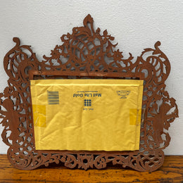 Antique Wooden Fretwork Picture Frame Featuring Cherubs