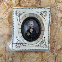 19th Century Antique Miniature Portrait Painting of "Lord Nelson"