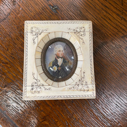 19th Century Antique Miniature Portrait Painting of "Lord Nelson"